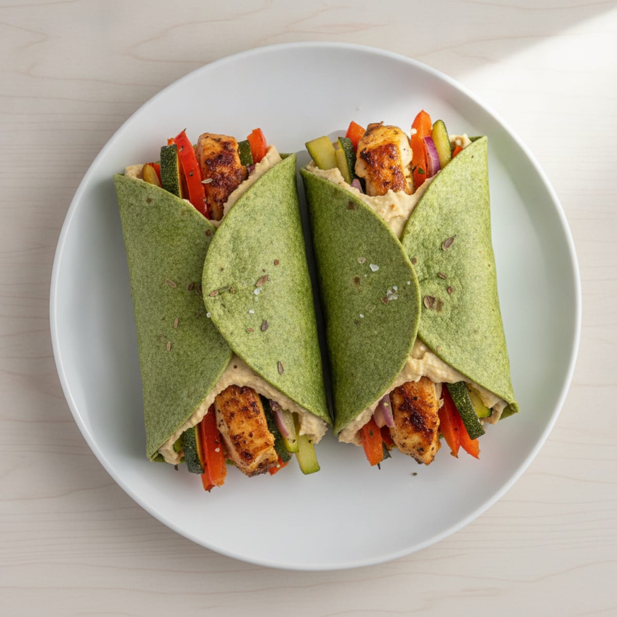 Herb-Roasted Chicken and Vegetable Spinach Wraps