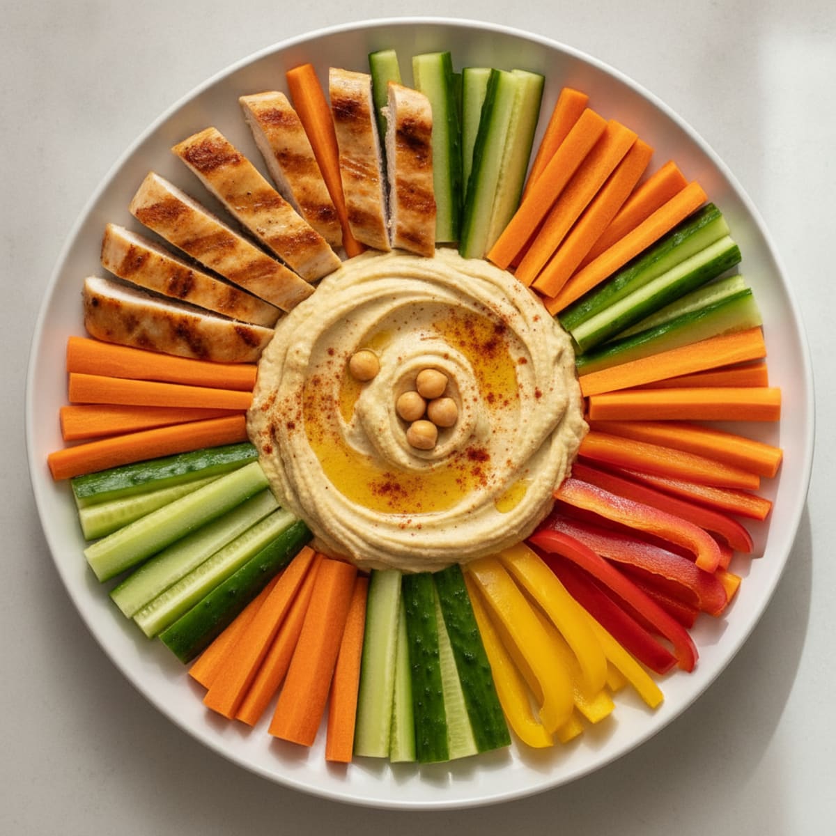 High-Protein Assorted Crudités with Homemade Hummus