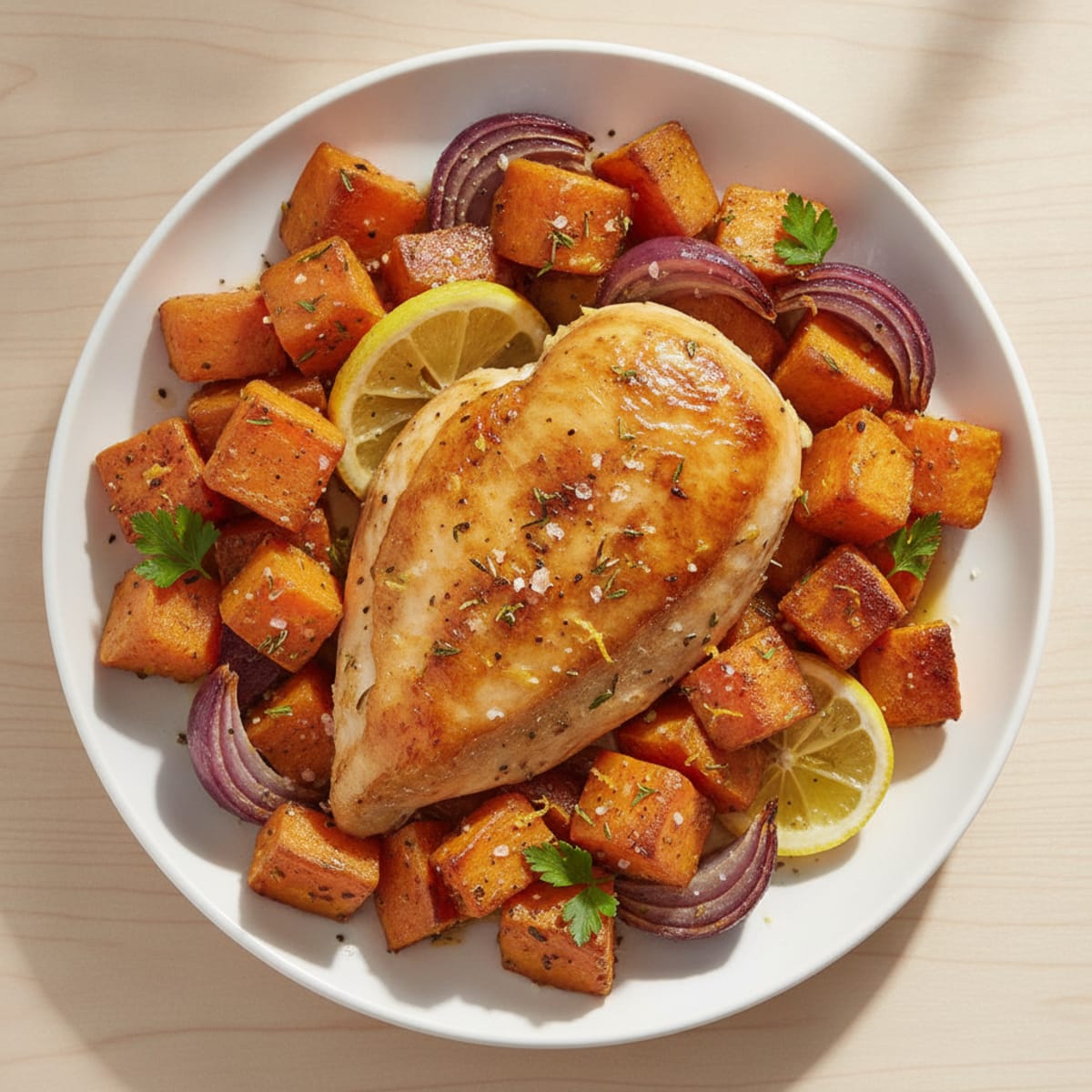Lemon Herb Roasted Chicken with Root Vegetables
