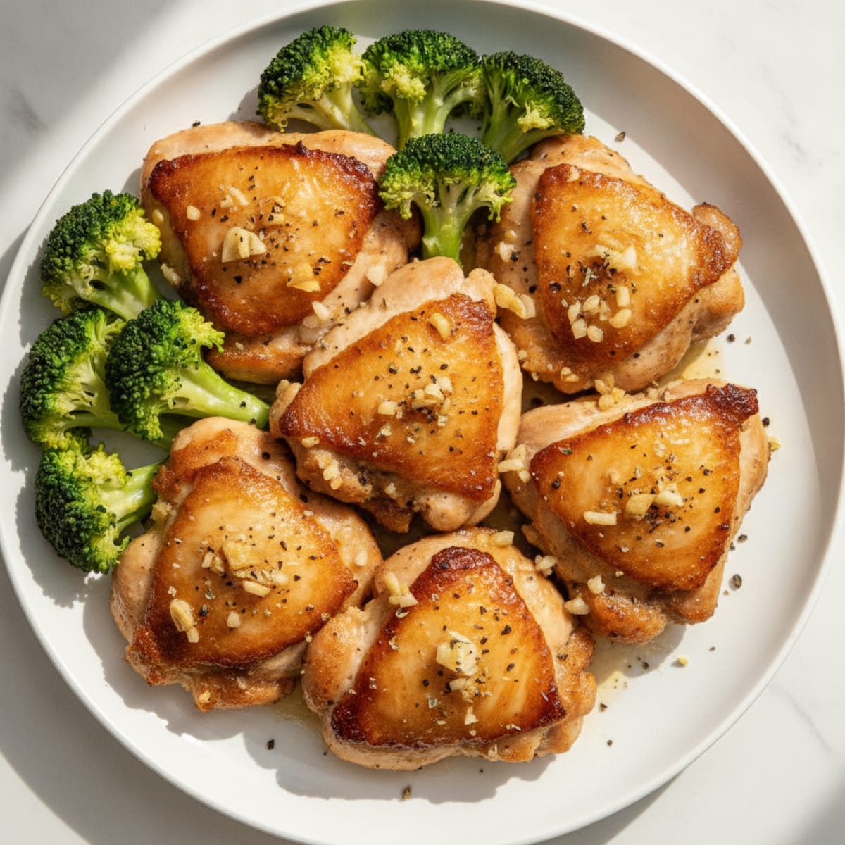 Pan-Fried Chicken Thighs with Garlic