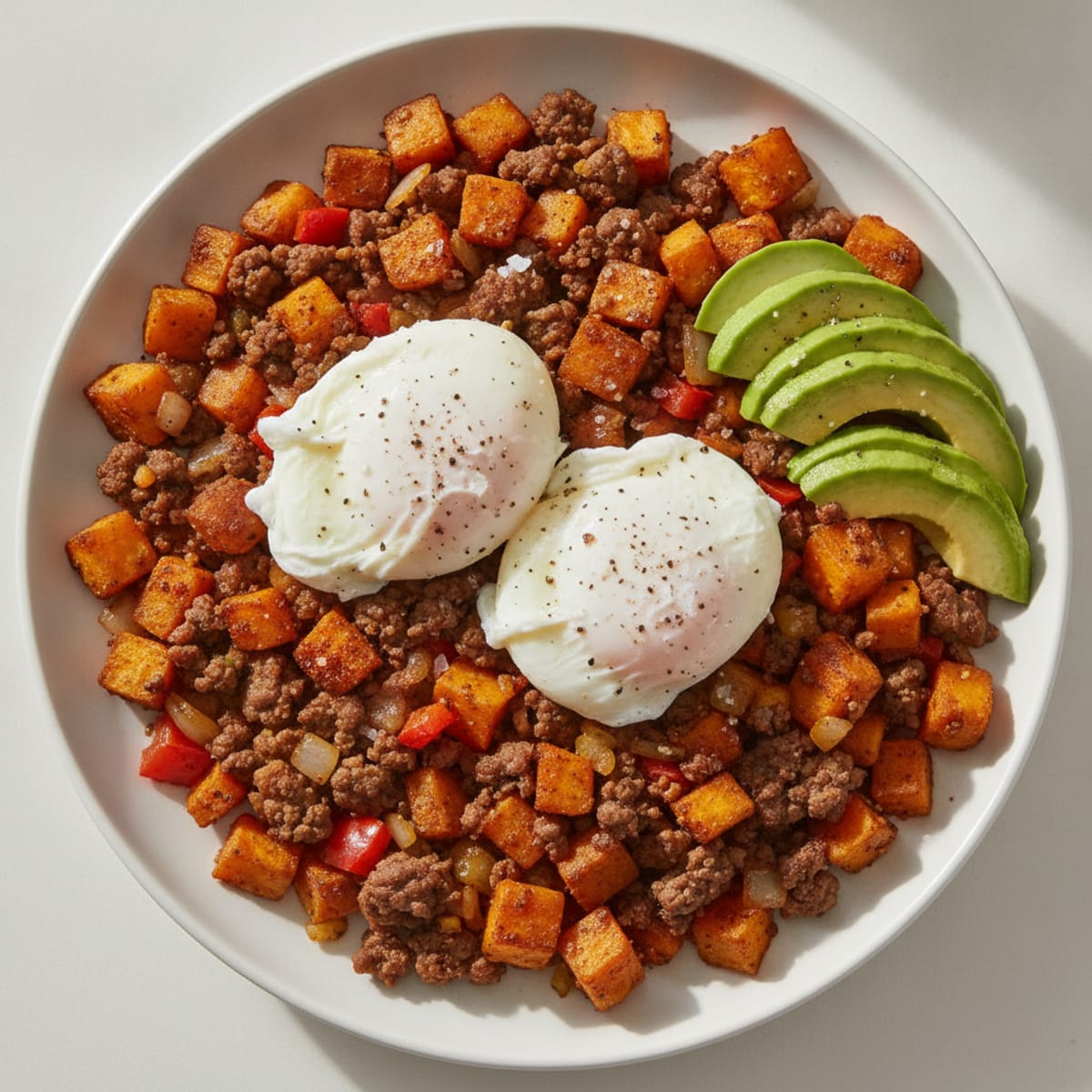 Sweet Potato Hash with Poached Eggs