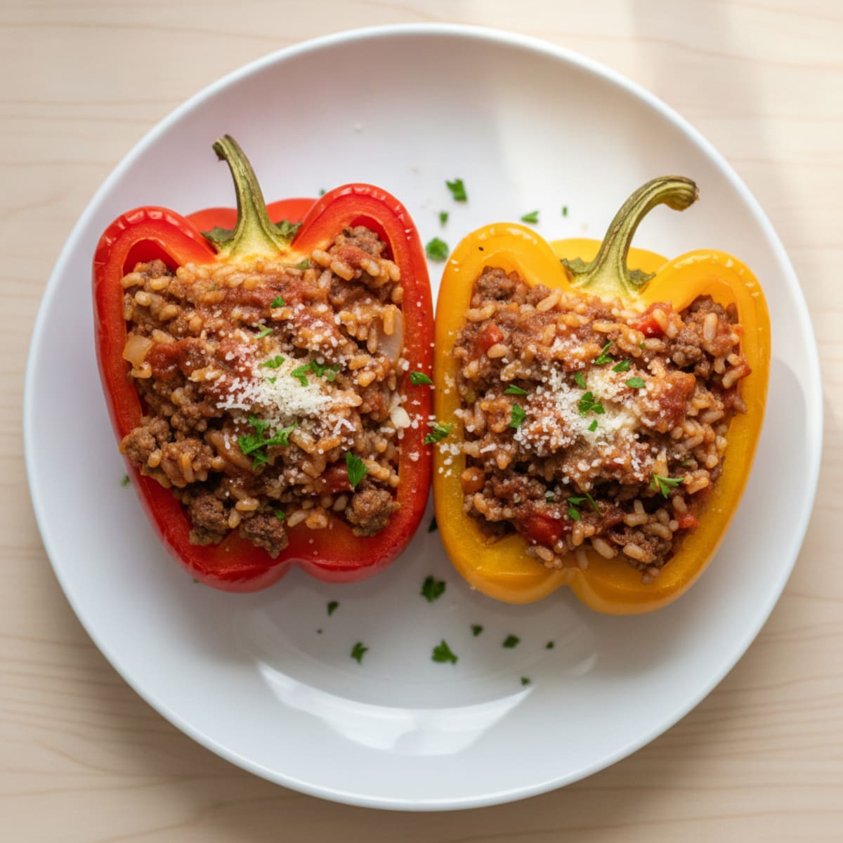 Beef and Rice Stuffed Bell Peppers
