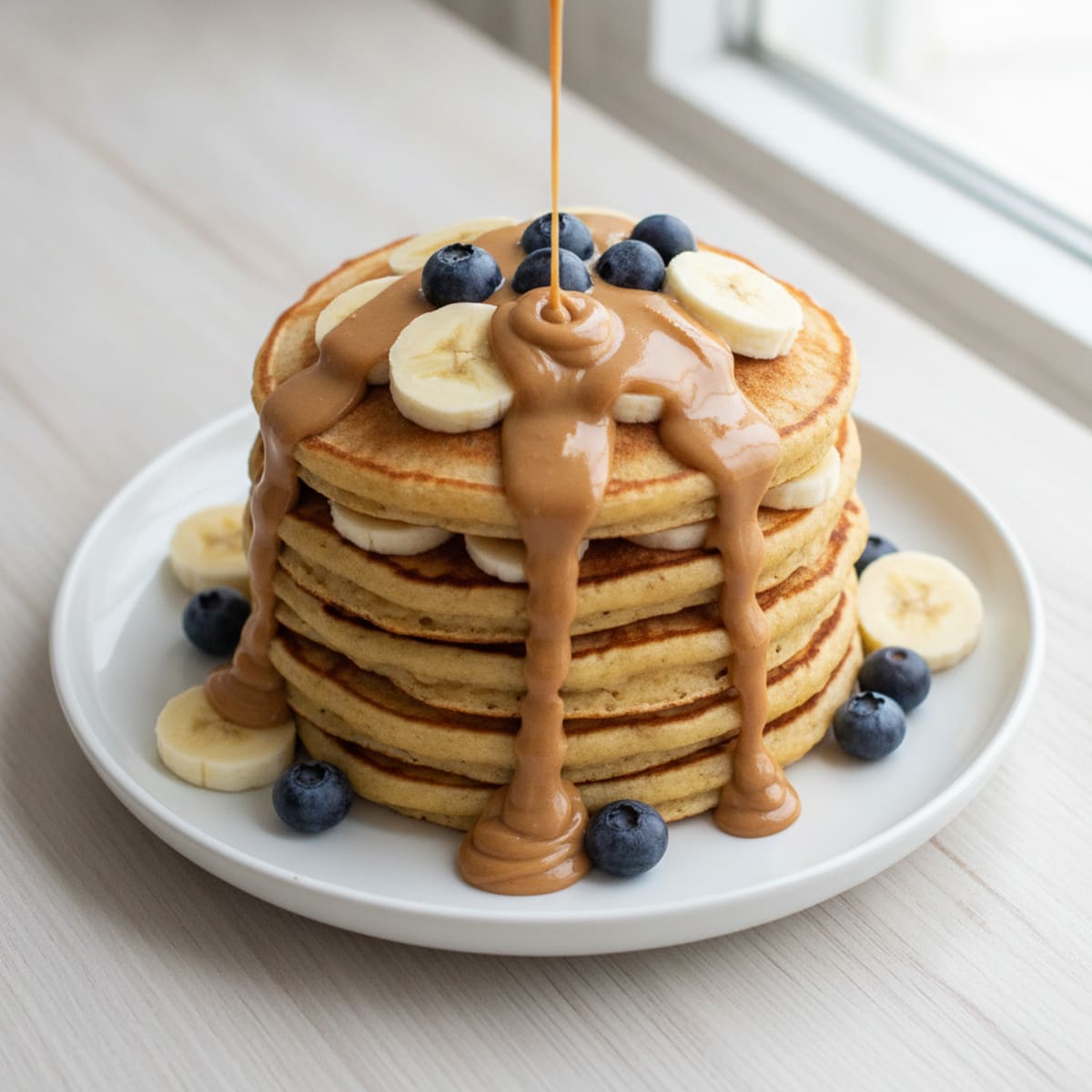 Kodiak Buttermilk Flapjack Stack with Peanut Butter and Blueberries