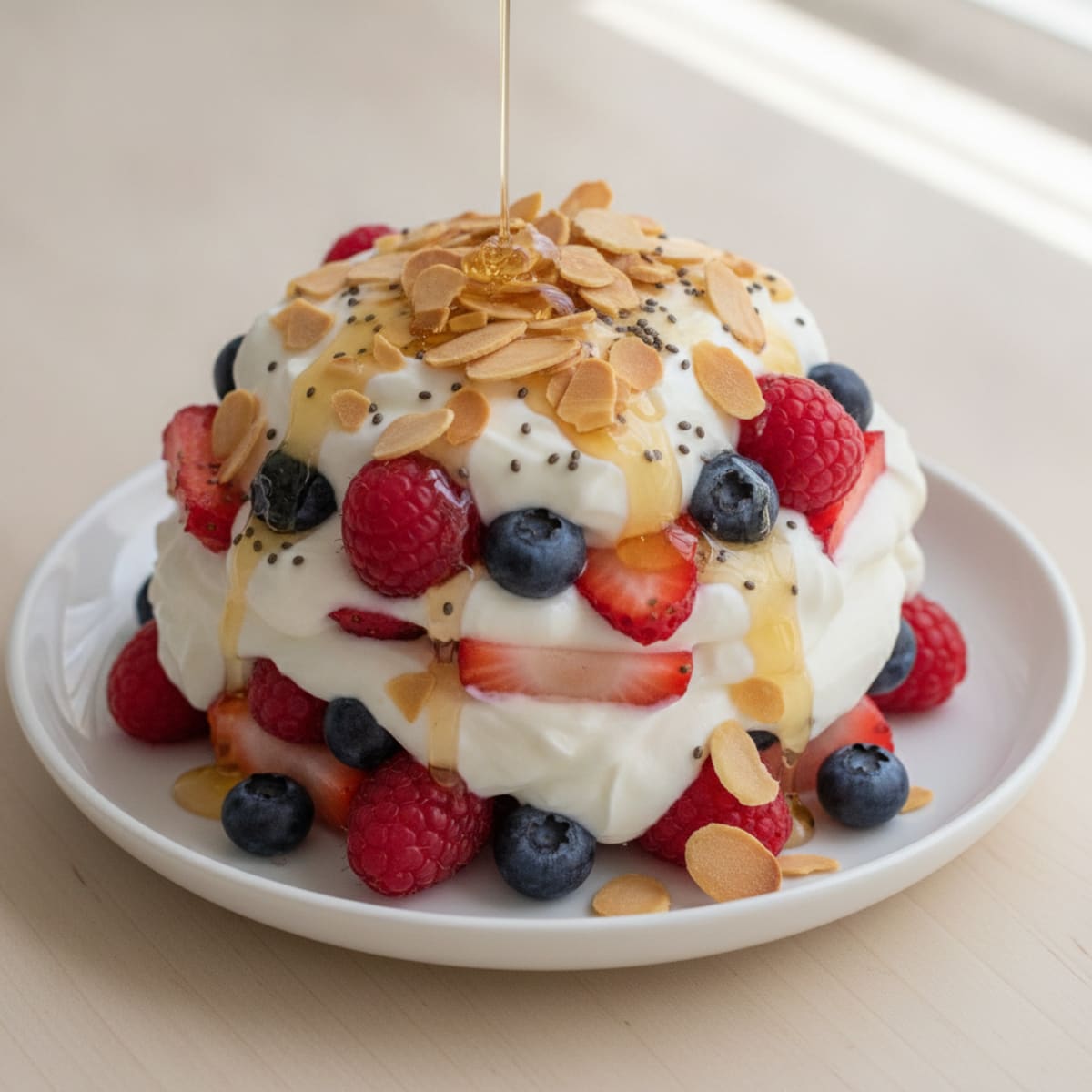 Creamy Greek Yogurt Parfait with Berries and Almonds