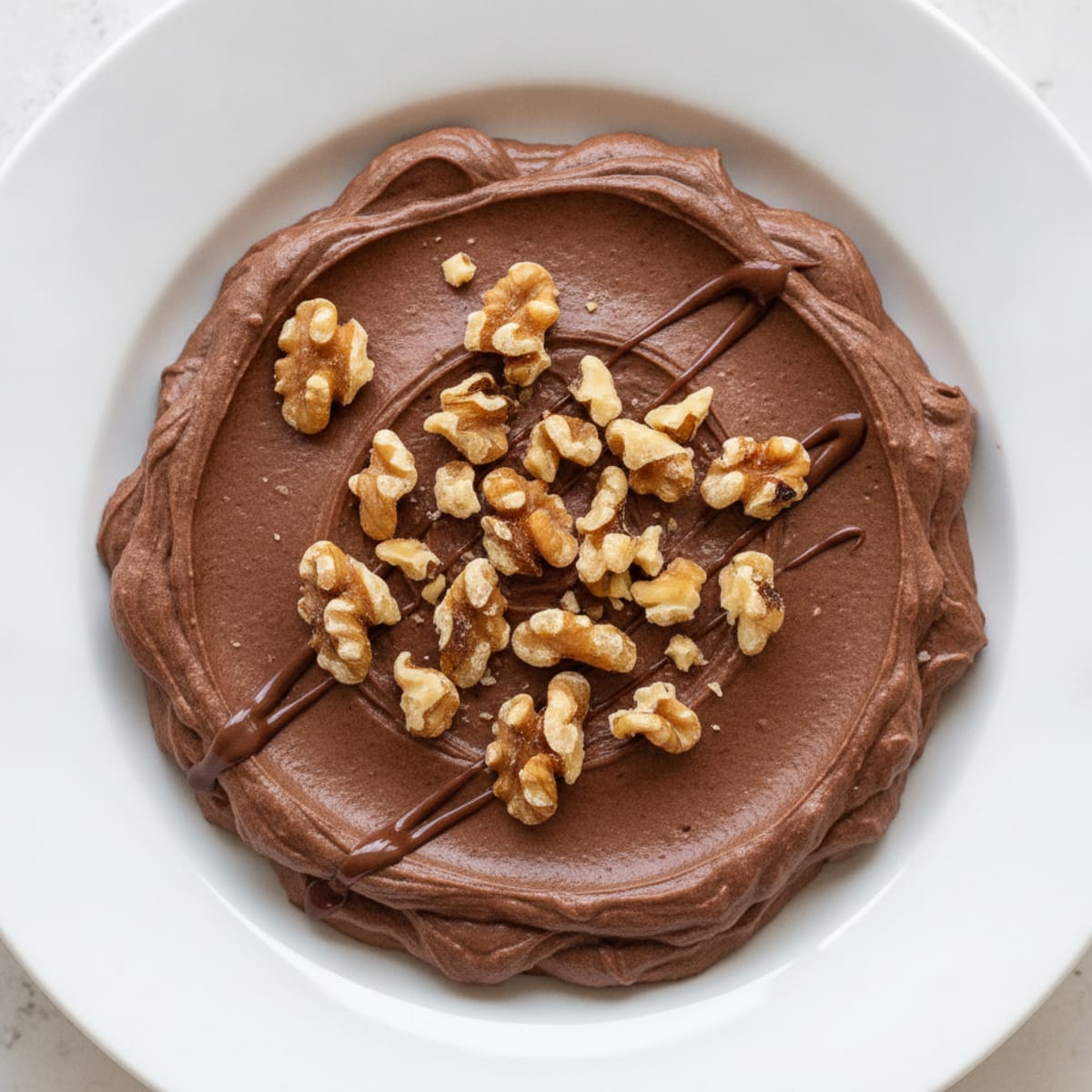 Silky Chocolate Protein Pudding with Crushed Walnuts
