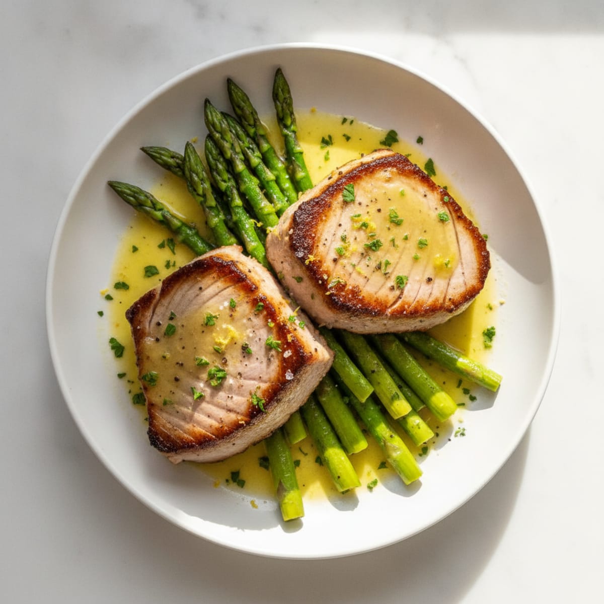 Seared Tuna with Lemon-Herb Sauce