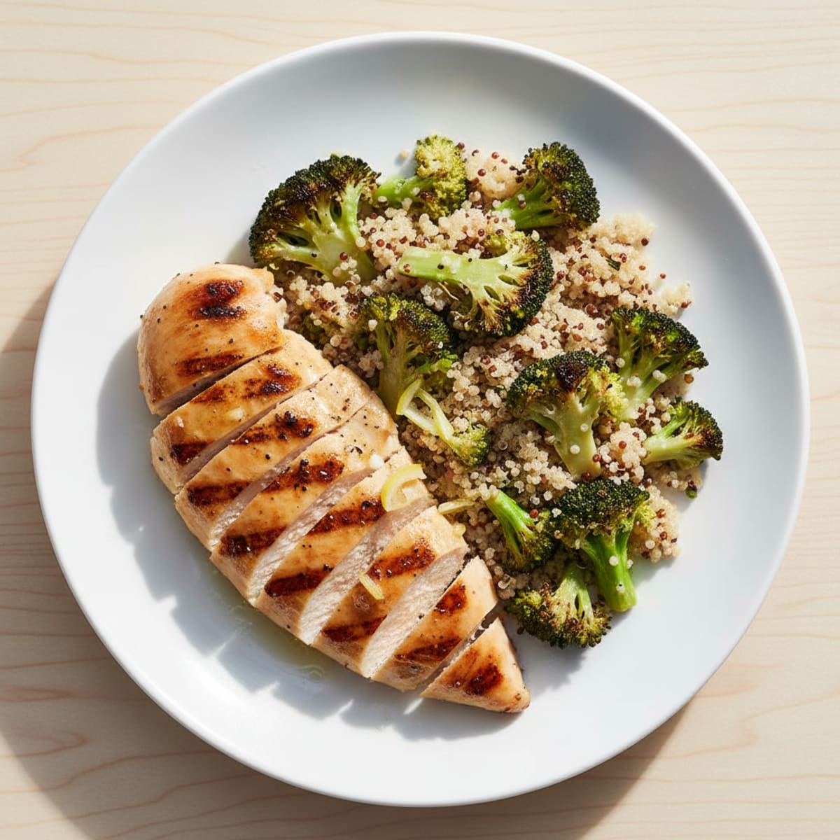 Grilled Chicken Breast with Roasted Broccoli and Quinoa