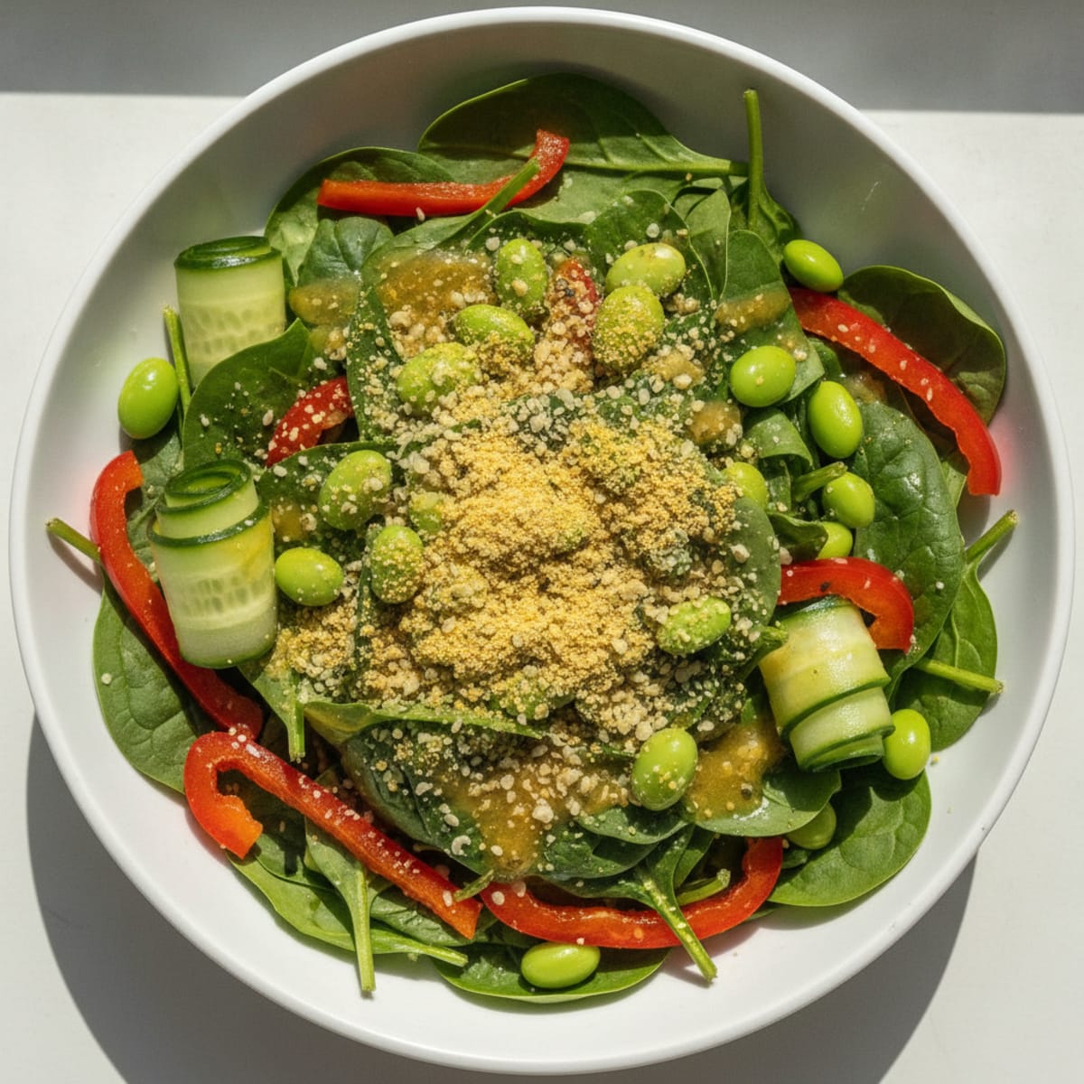 Raw Veggie Protein Bowl with Edamame and Hemp Seeds