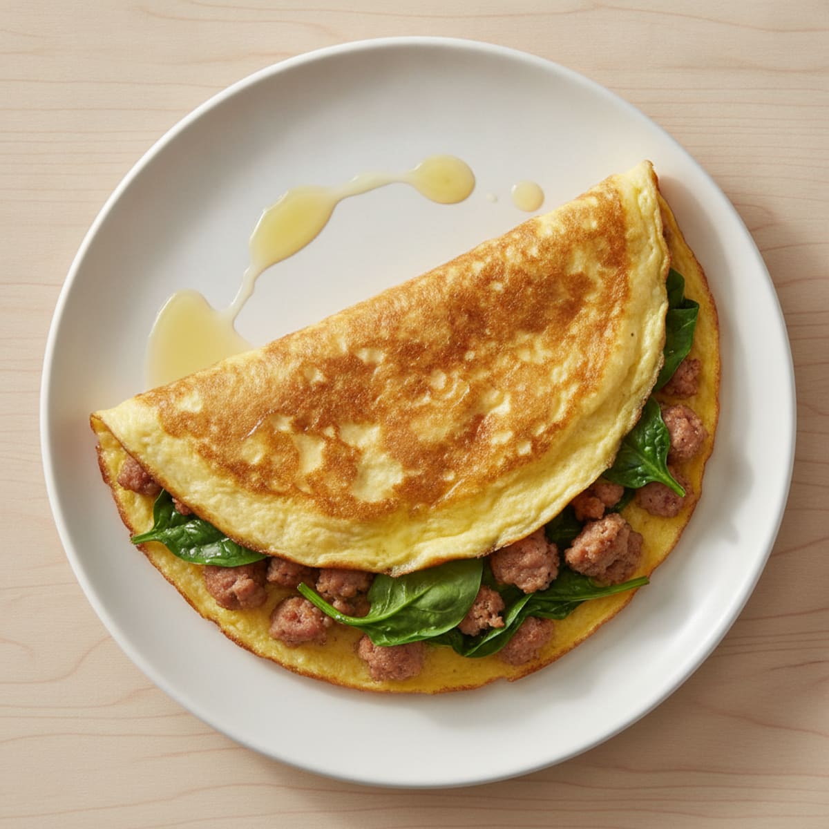 Egg White Spinach Omelet with Turkey Sausage