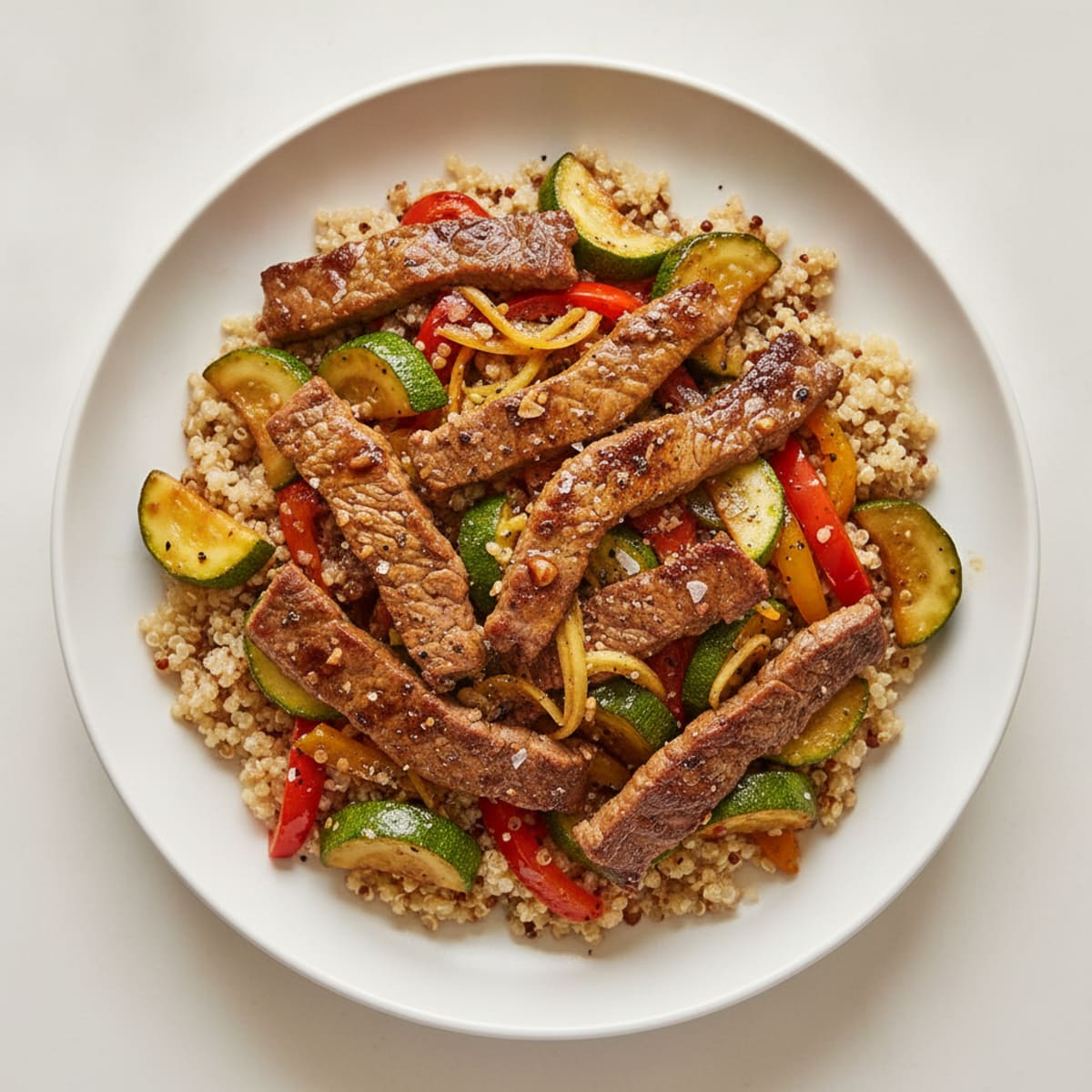 Beef Stir-Fry with Zucchini and Quinoa