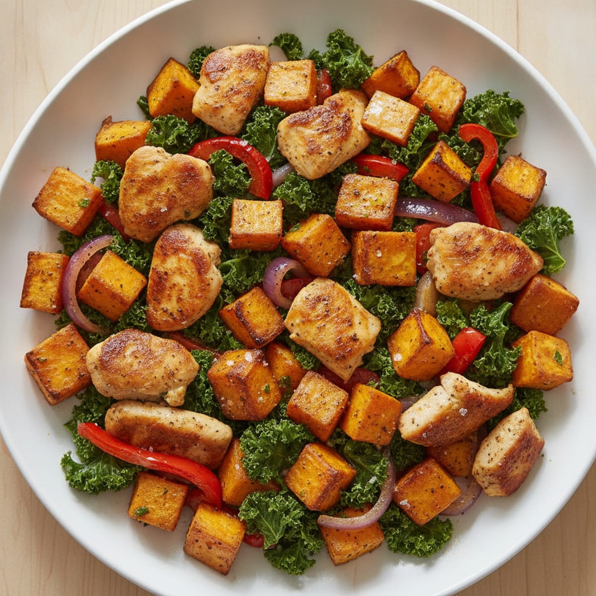 Roasted Sweet Potato and Chicken Skillet