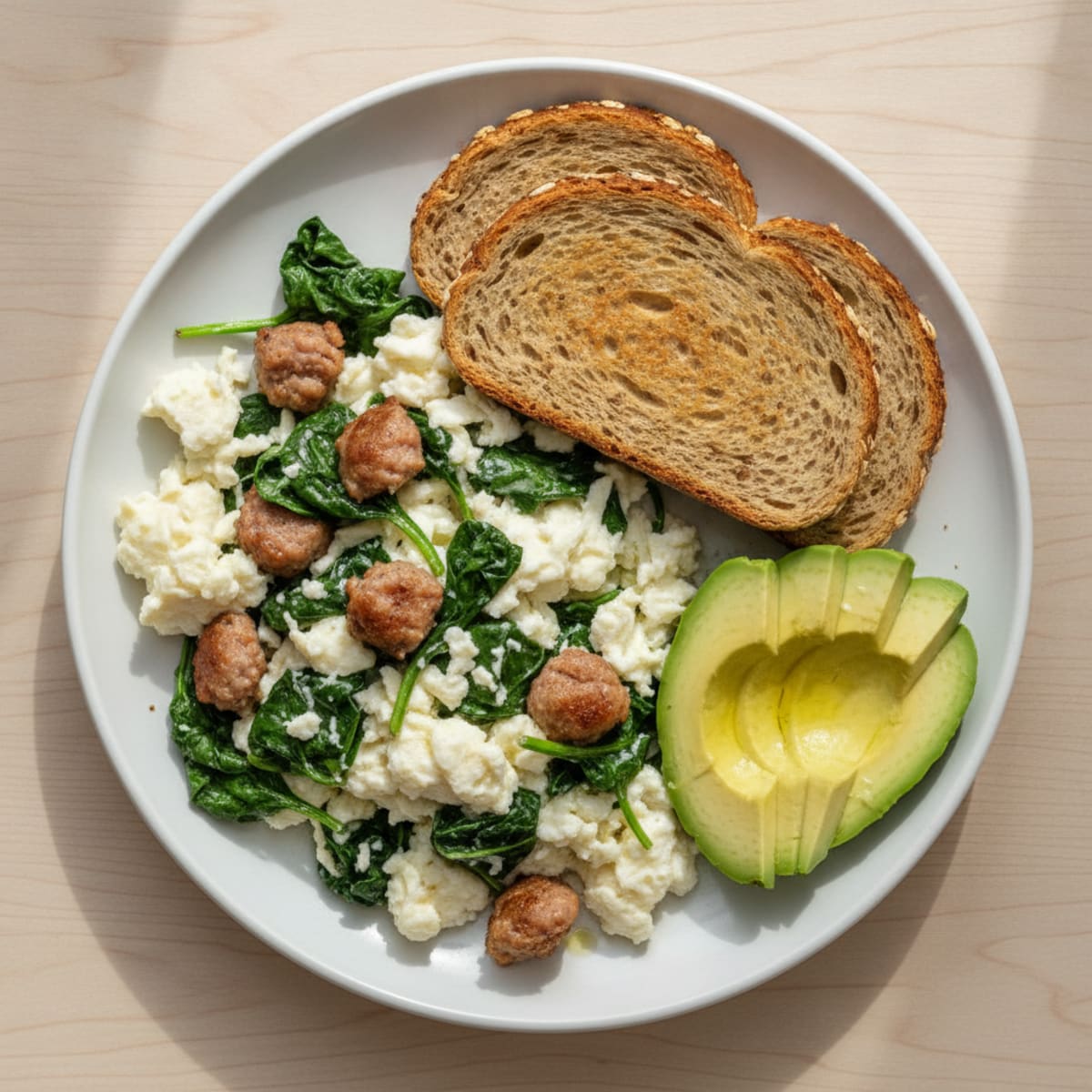 Egg White Scramble with Spinach and Turkey Sausage