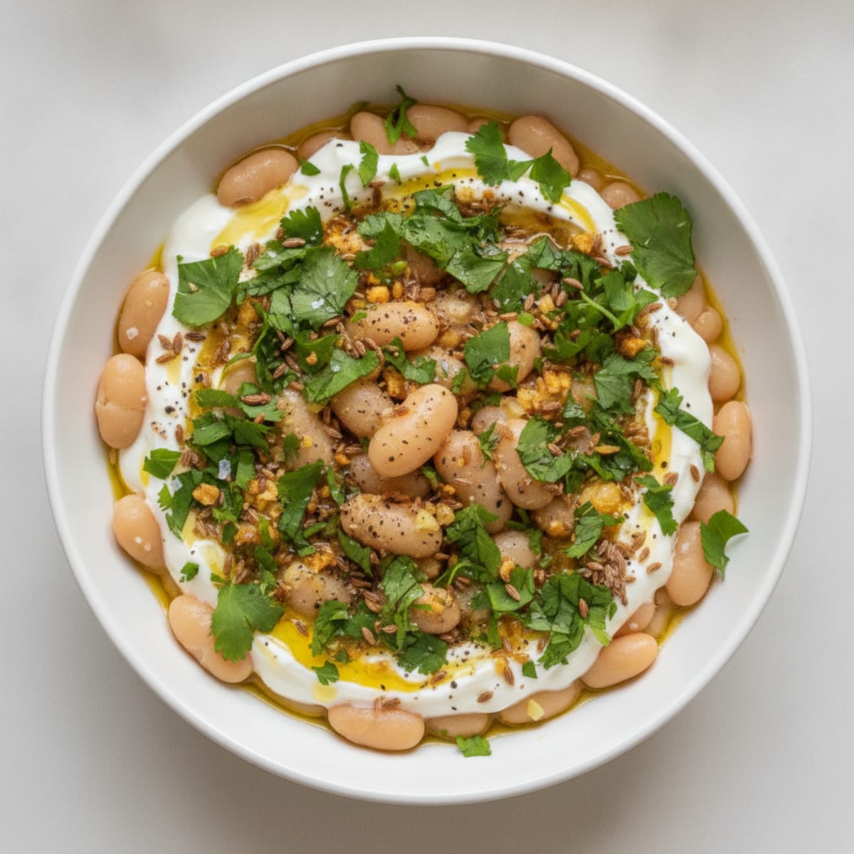 Cilantro Yogurt Beans with Toasted Cumin
