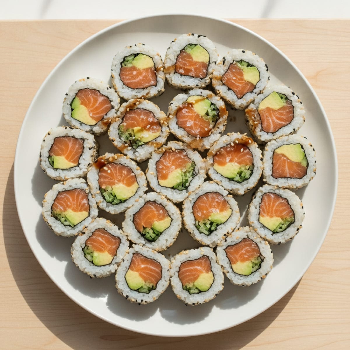 Fresh Salmon & Avocado Sushi Rolls