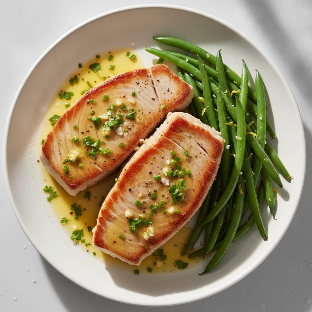 Seared Tuna with Lemon-Herb Sauce