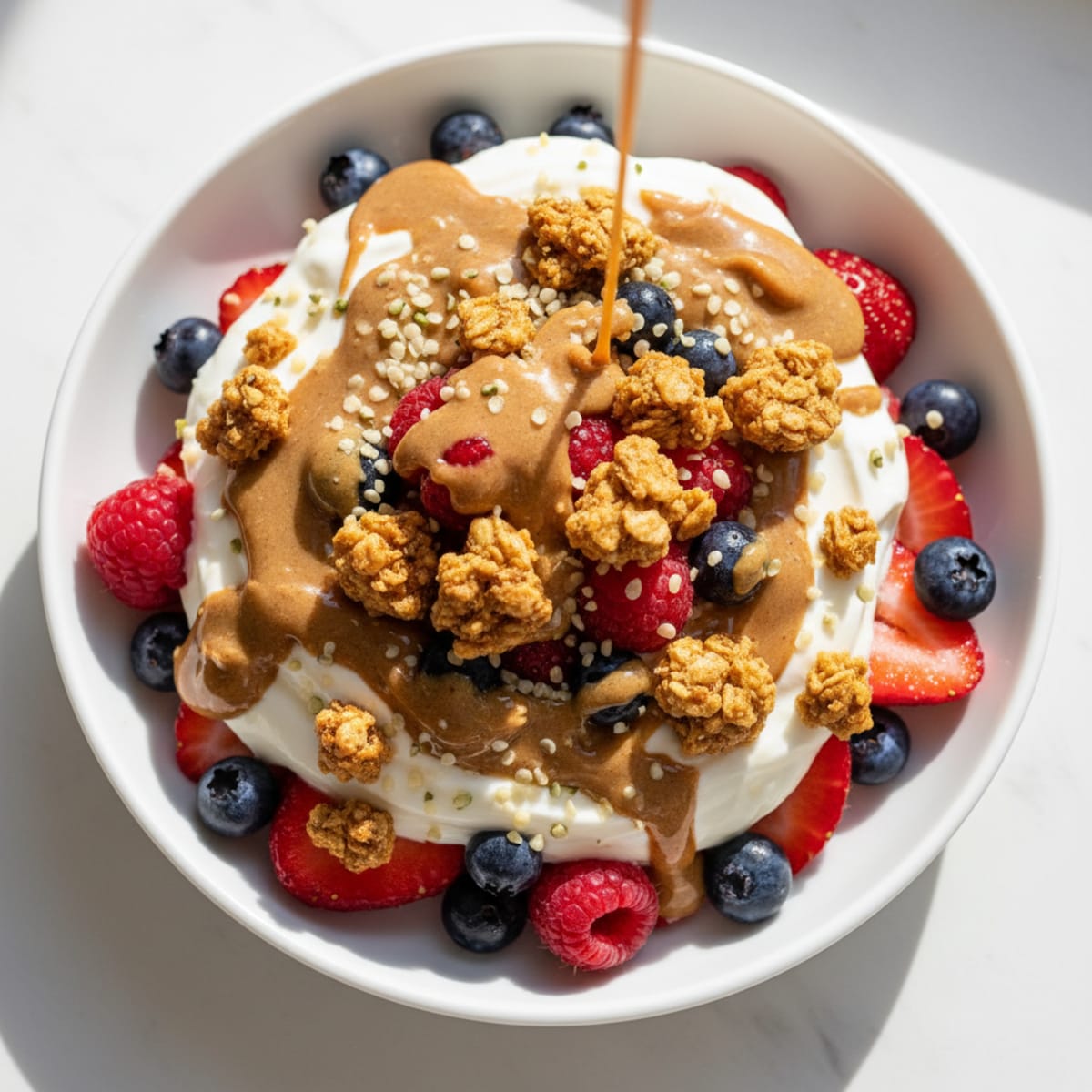 Creamy Greek Yogurt Parfait with Mixed Berries and Almond Butter