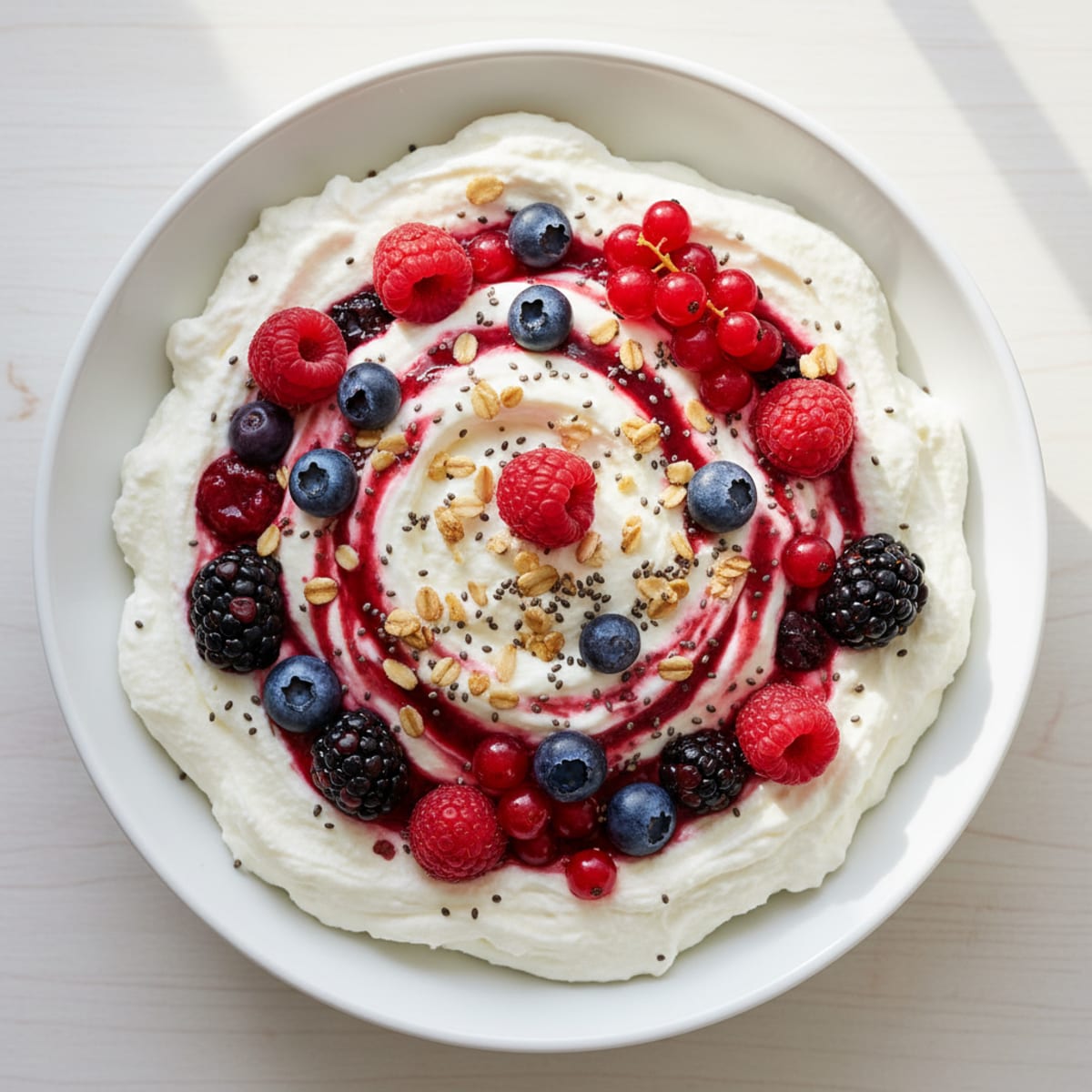 Silky Greek Yogurt Mousse with Mixed Berries and Protein Powder