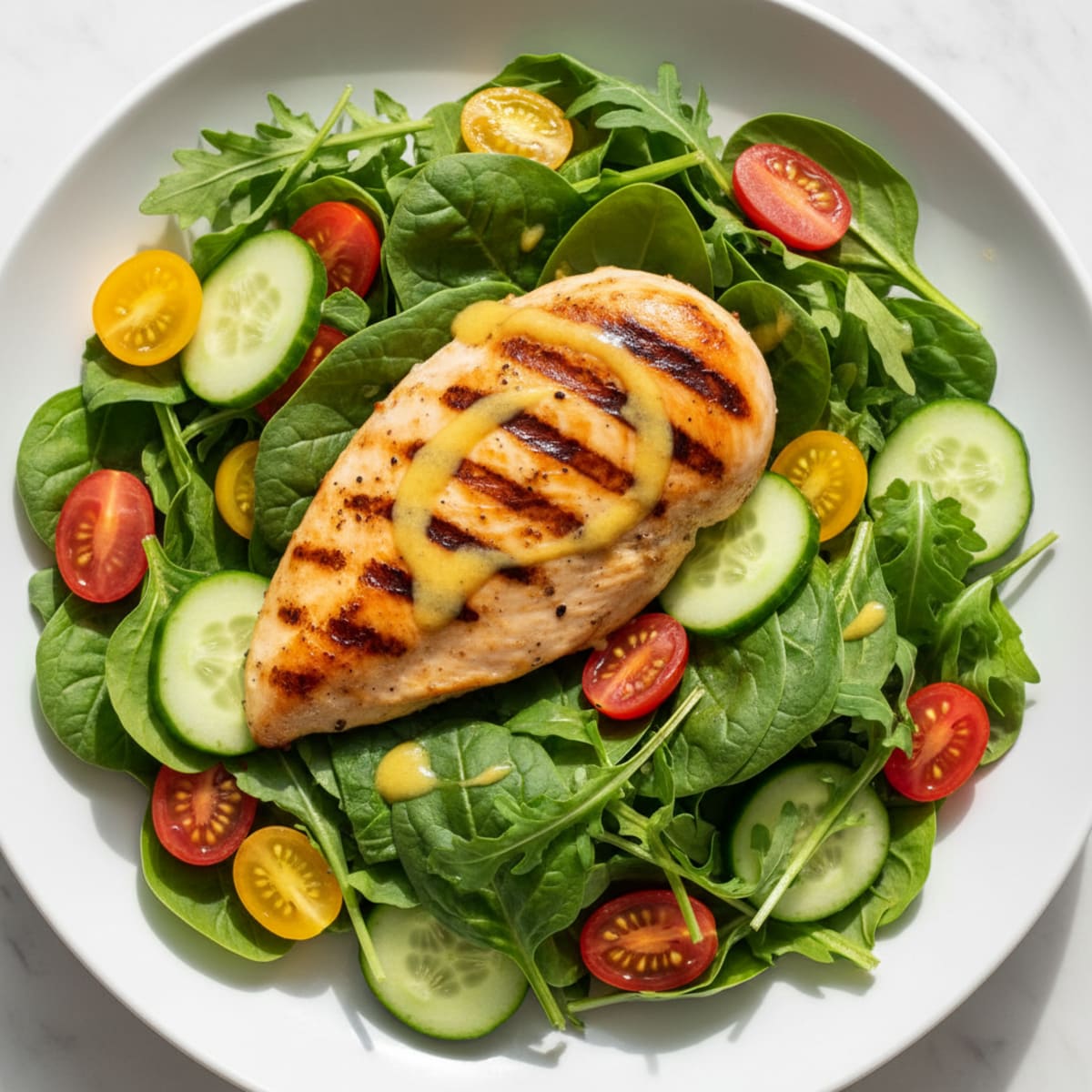 Grilled Chicken Breast with Mixed Greens and Lemon Vinaigrette