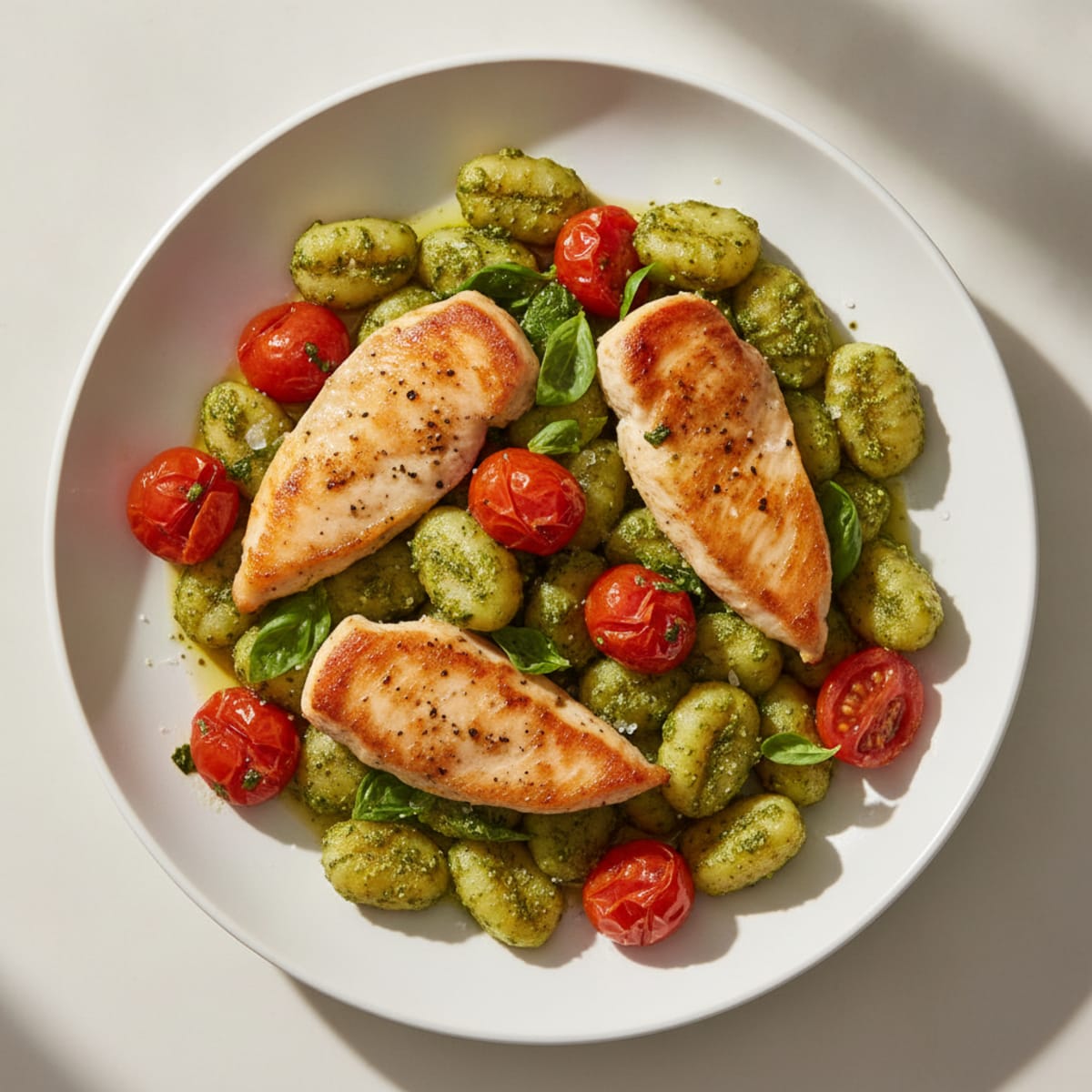Gnocchi with Basil Pesto and Cherry Tomatoes