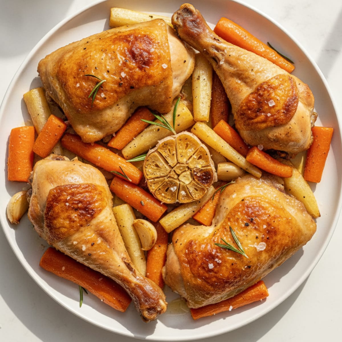 Roasted Chicken Legs and Thighs with Root Vegetables