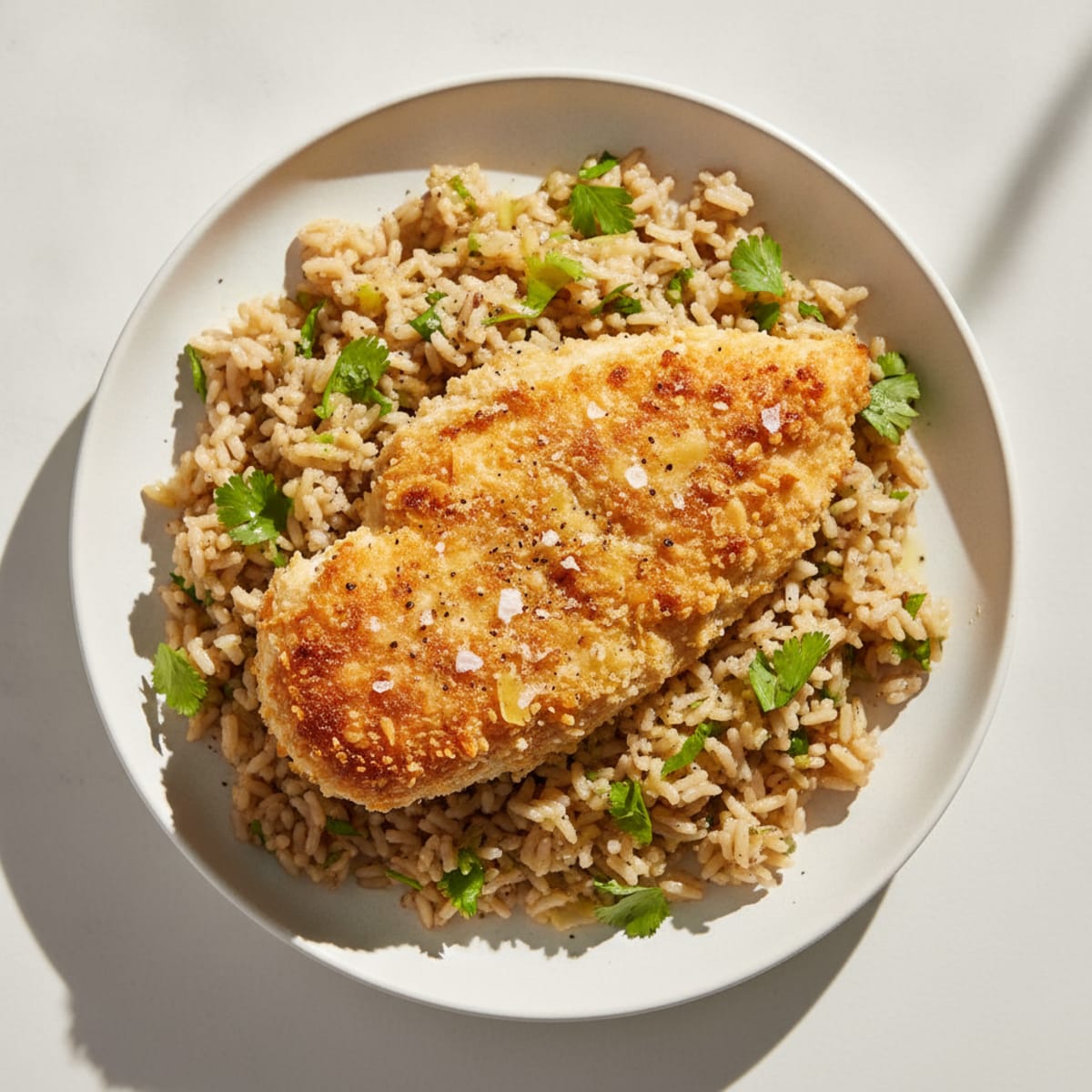 Chicken Katza with Herb Rice