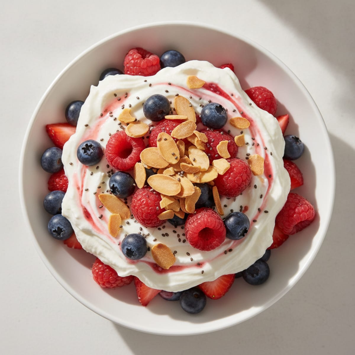 Greek Yogurt Protein Parfait with Berries and Almonds