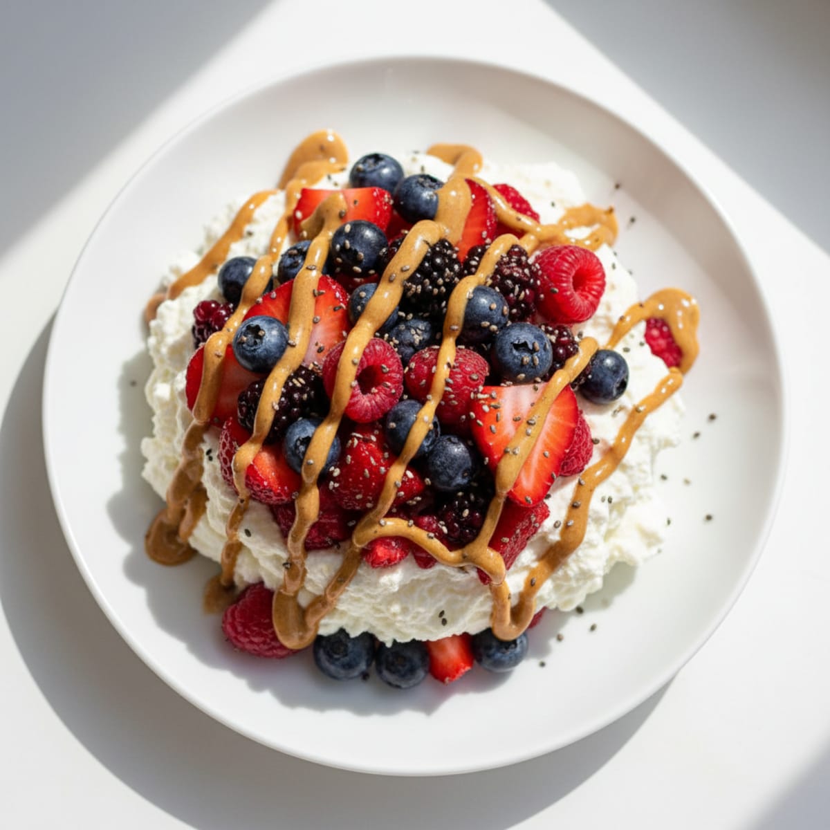 Greek Yogurt Protein Parfait with Mixed Berries and Almond Butter