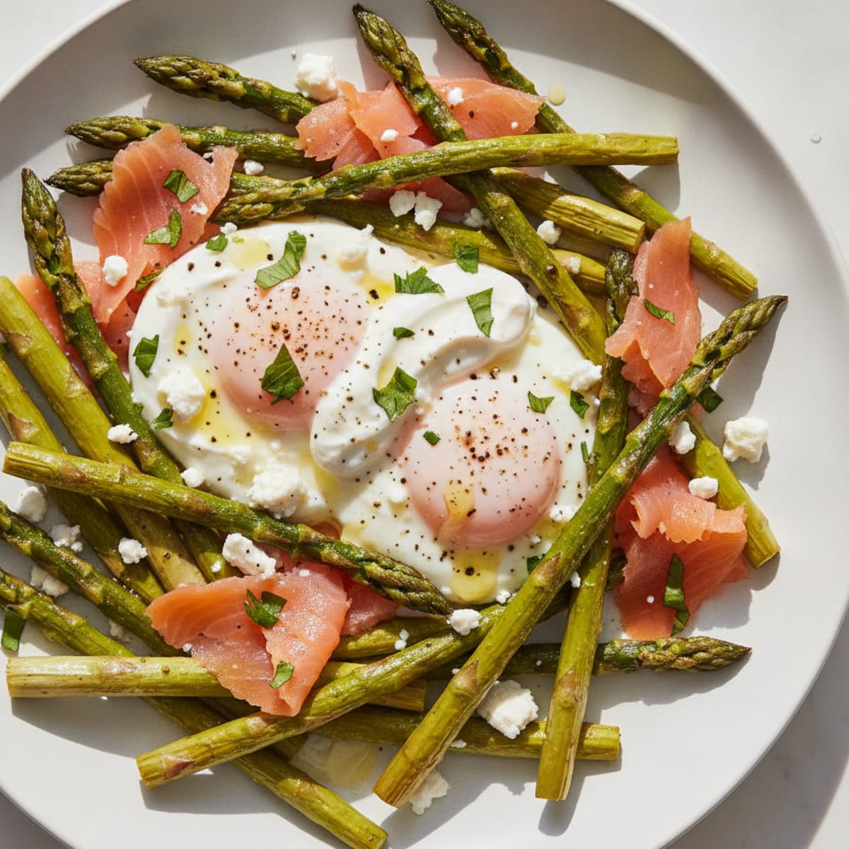 Baked Eggs with Roasted Asparagus