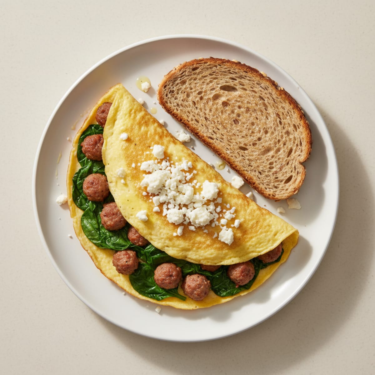 Egg White Spinach Omelette with Turkey Sausage