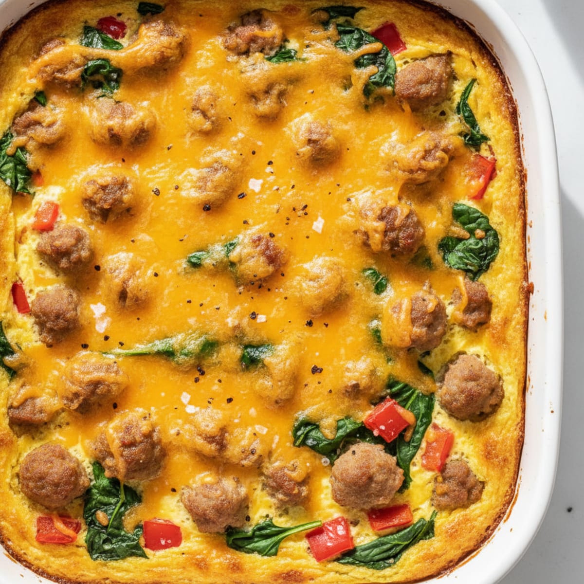 Cheesy Egg and Sausage Breakfast Bake