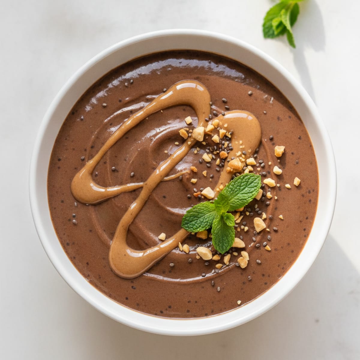 Silky Chocolate Protein Pudding with Chia and Peanut Butter