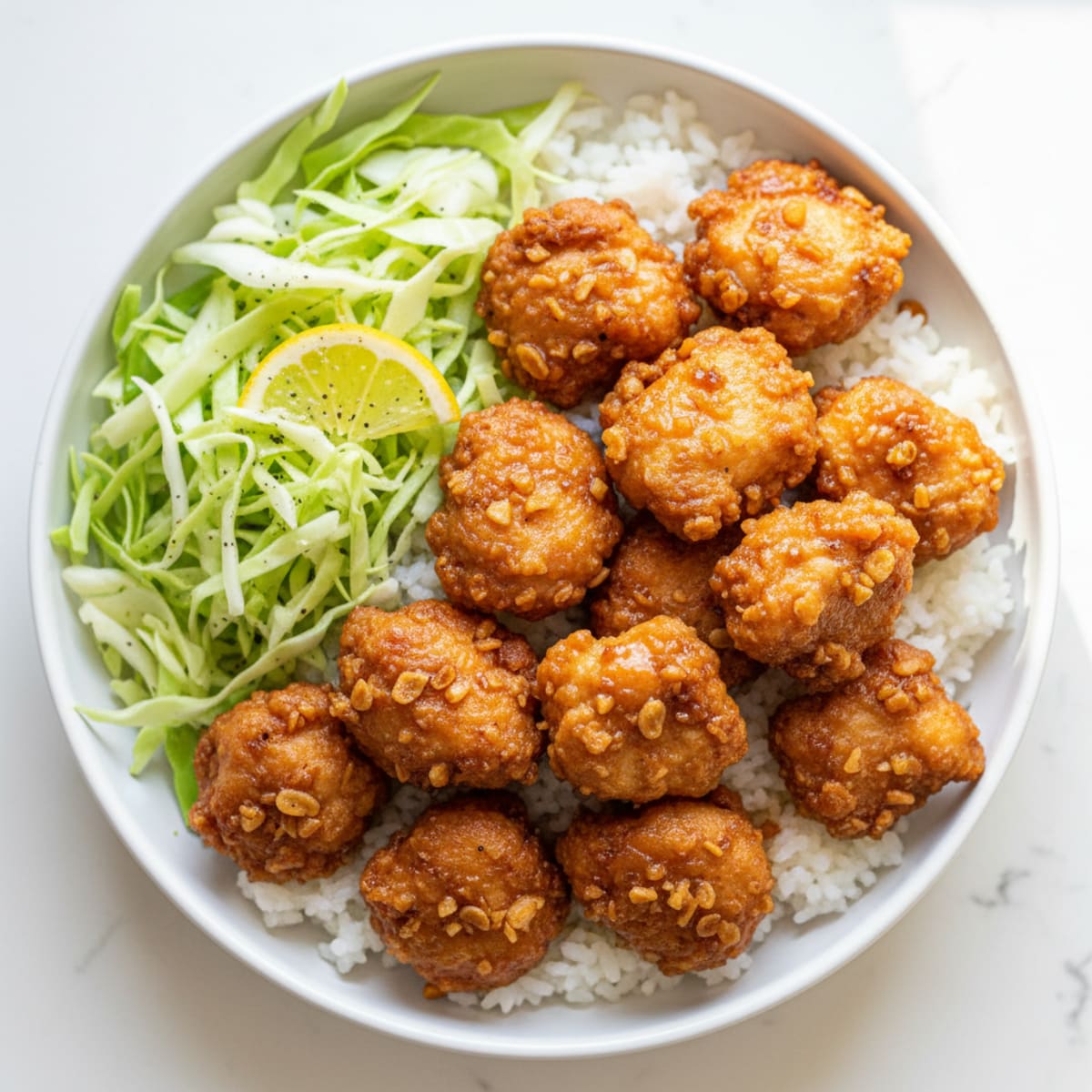 Ginger-Garlic Chicken Karaage with Rice