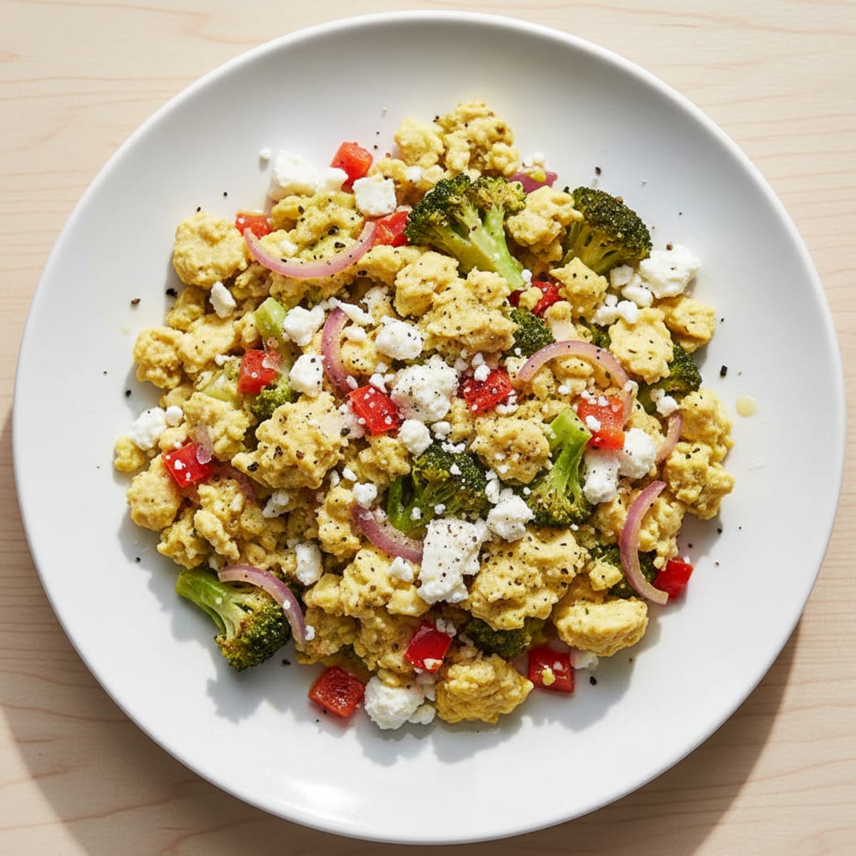 Feta and Broccoli Egg Scramble