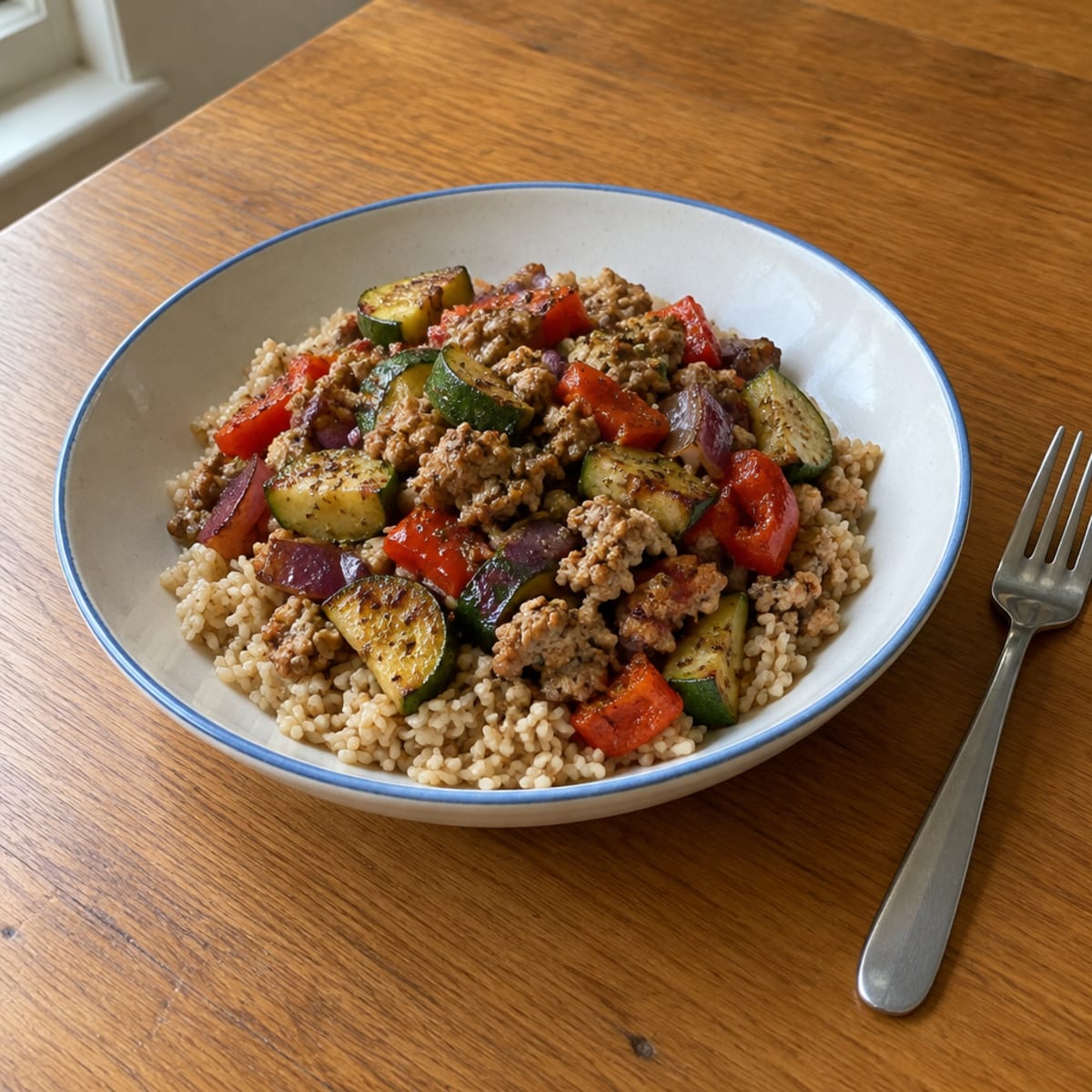 Ground turkey and vegetable bowl