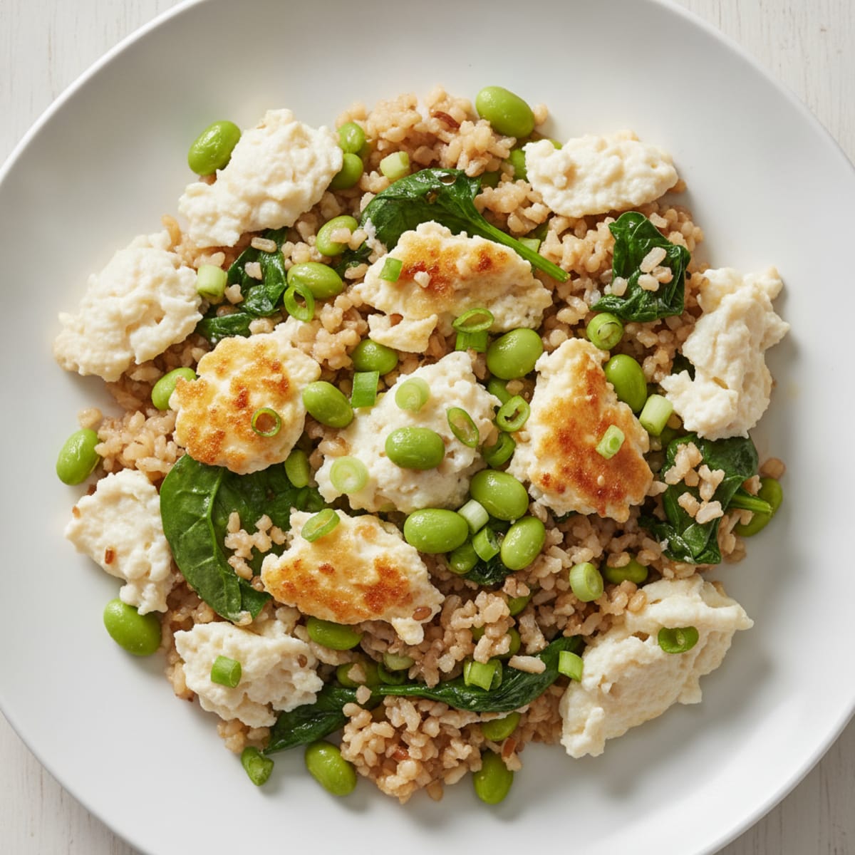 Egg White Scramble with Edamame and Brown Rice