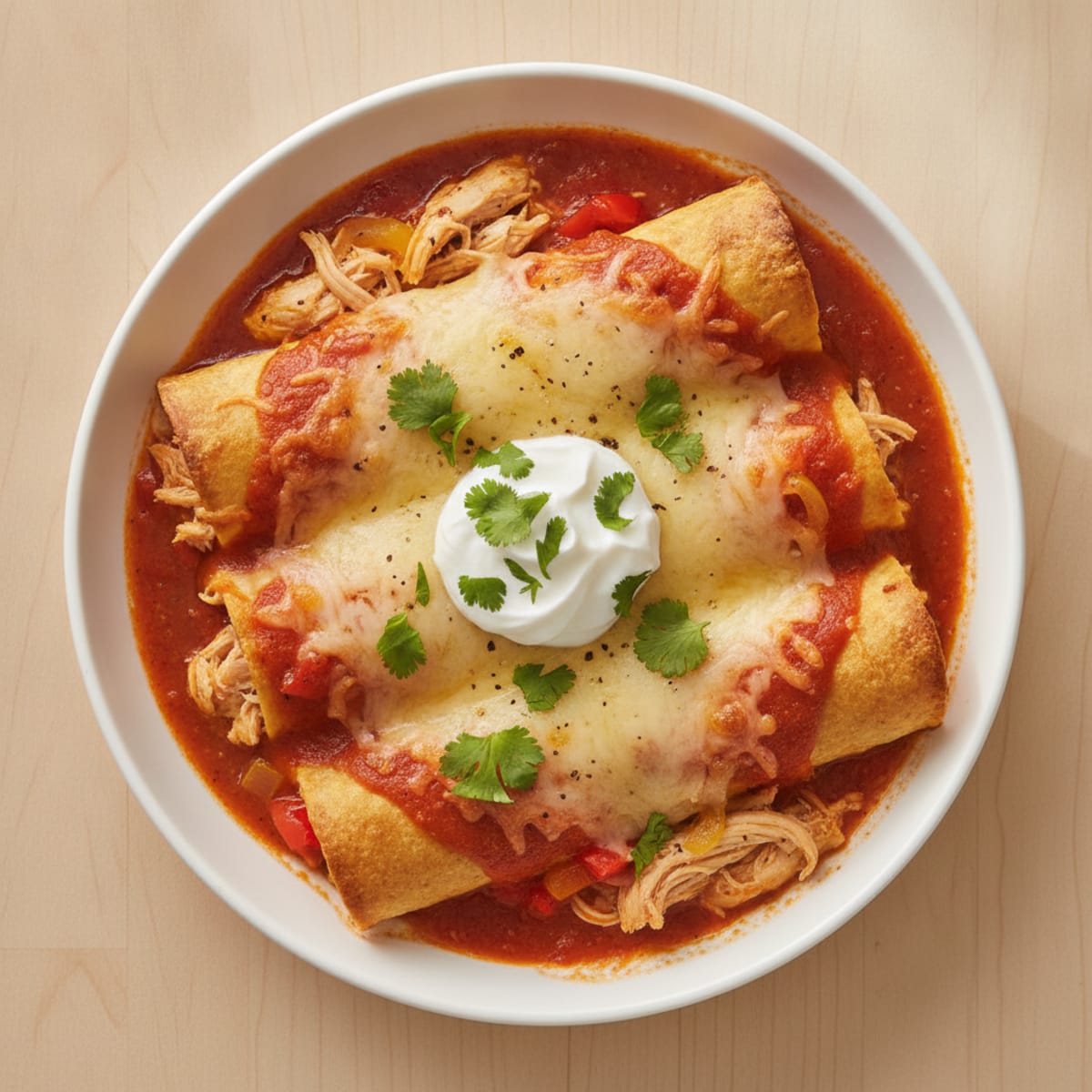 Chicken Enchiladas with Red Sauce