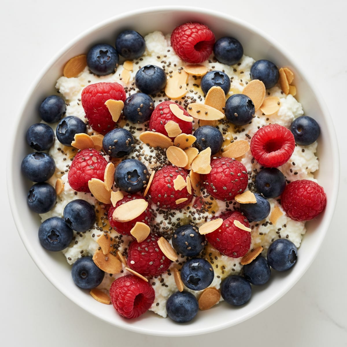 Cottage Cheese and Berry Protein Bowl with Almonds