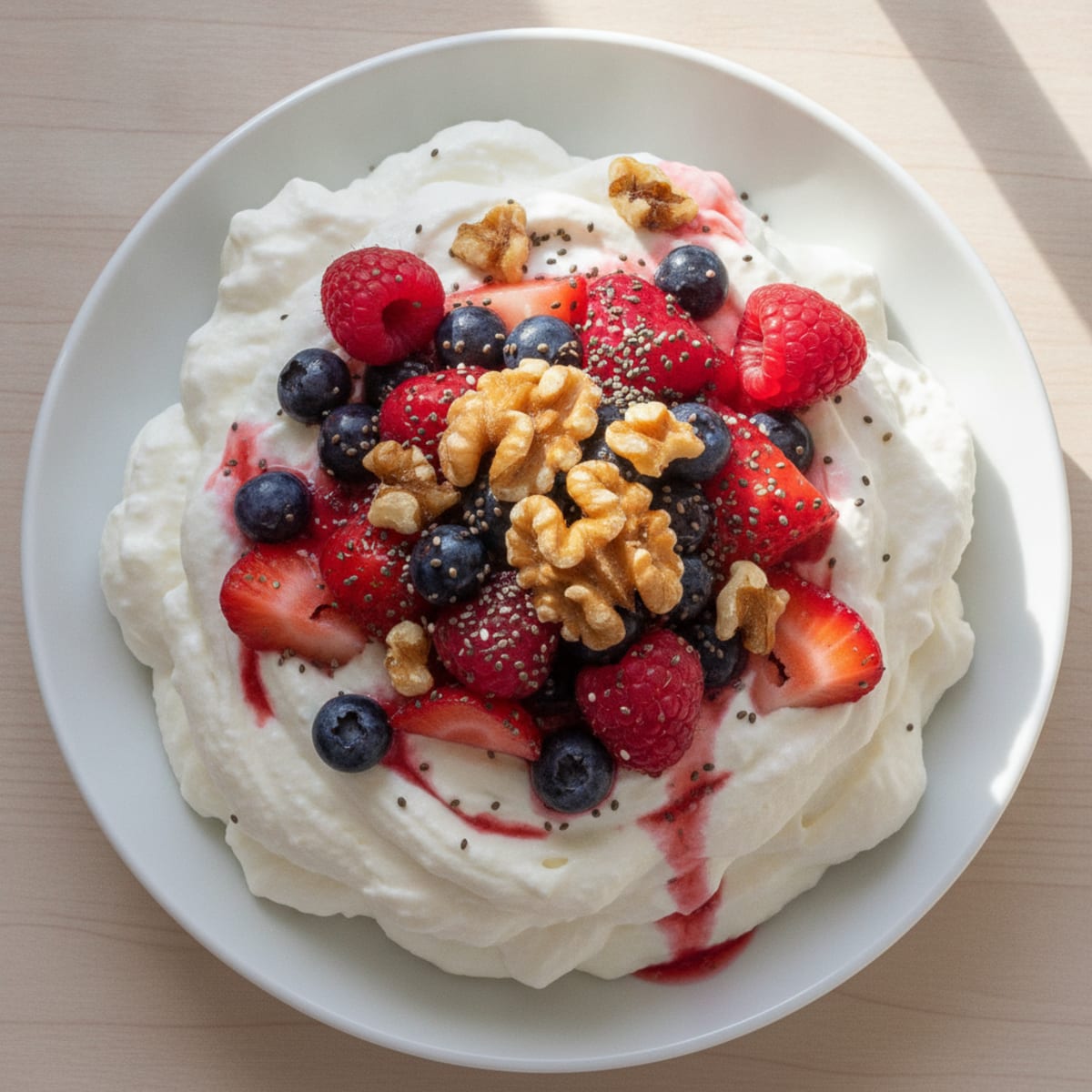 Greek Yogurt Protein Mousse with Mixed Berries