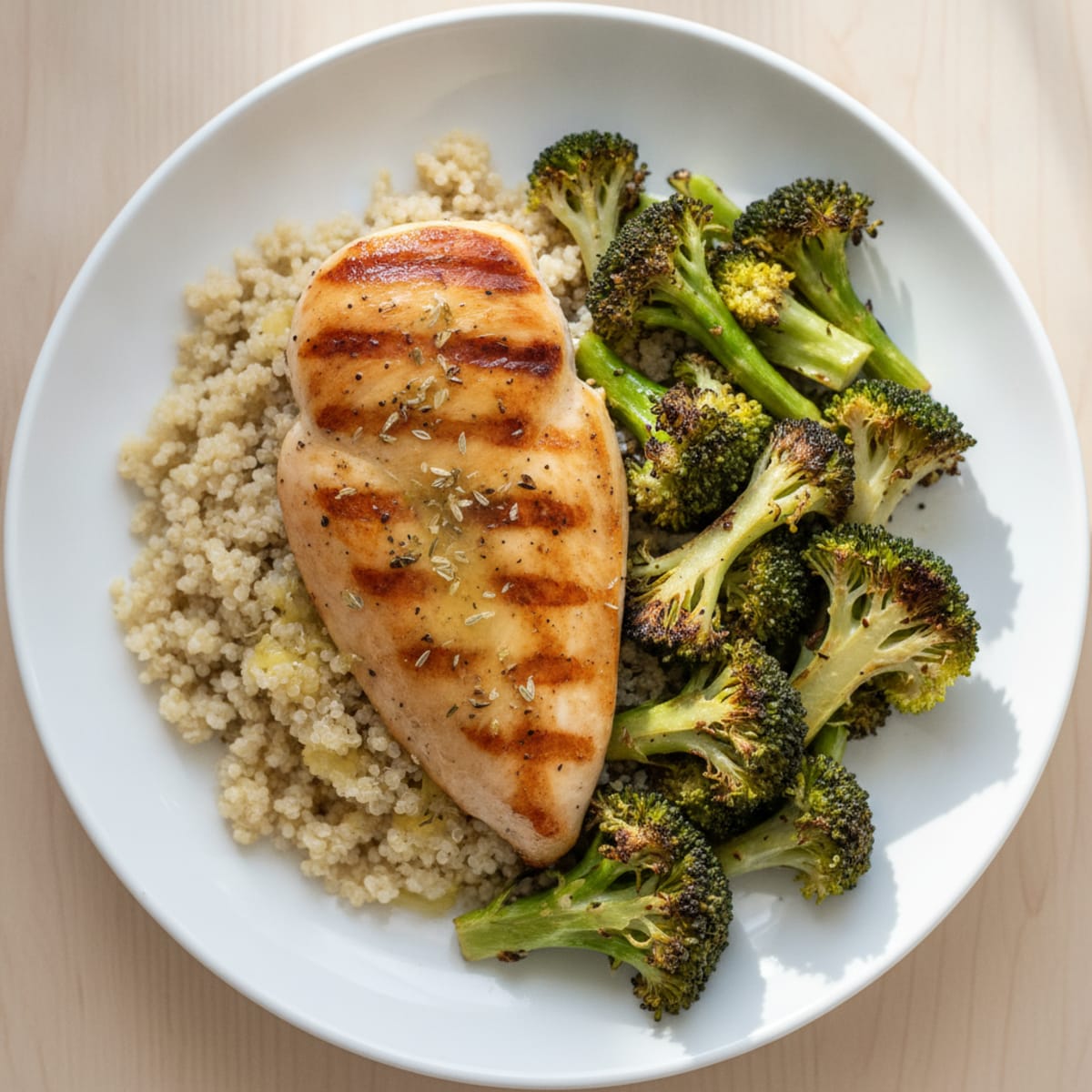 Grilled Chicken Breast with Roasted Broccoli and Quinoa