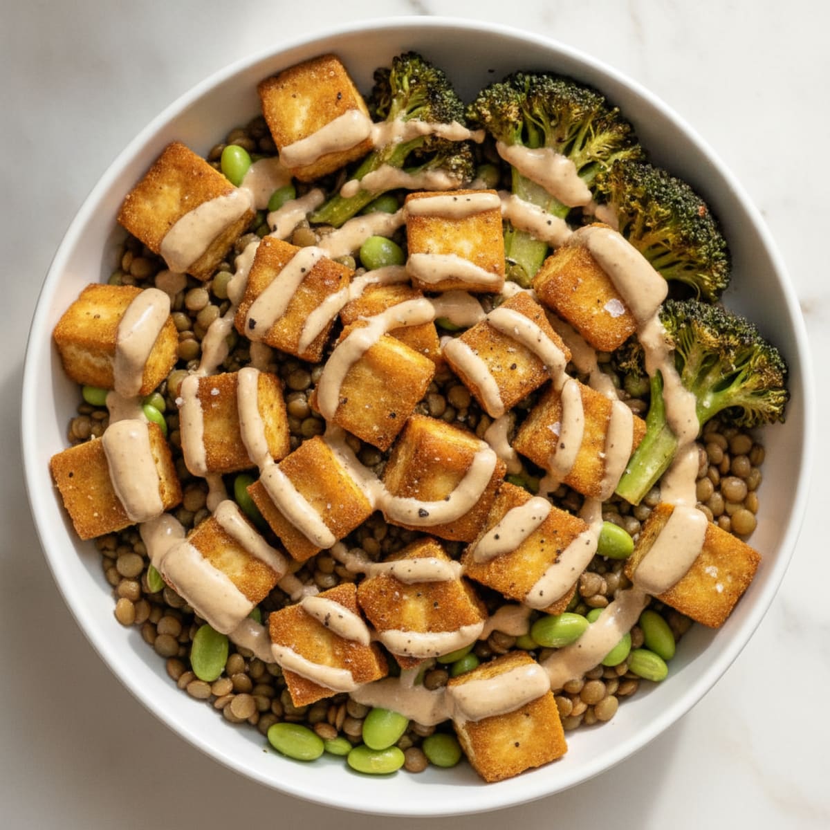 Roasted Vegetable Buddha Bowl with Tahini Dressing