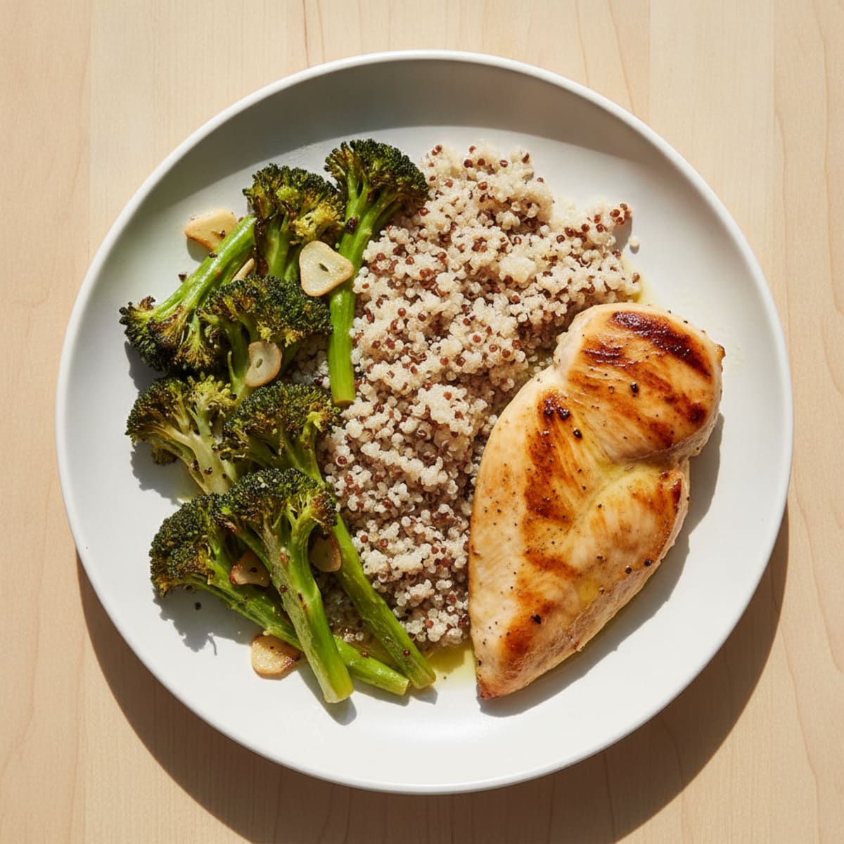 Grilled Chicken Breast with Roasted Broccoli and Quinoa