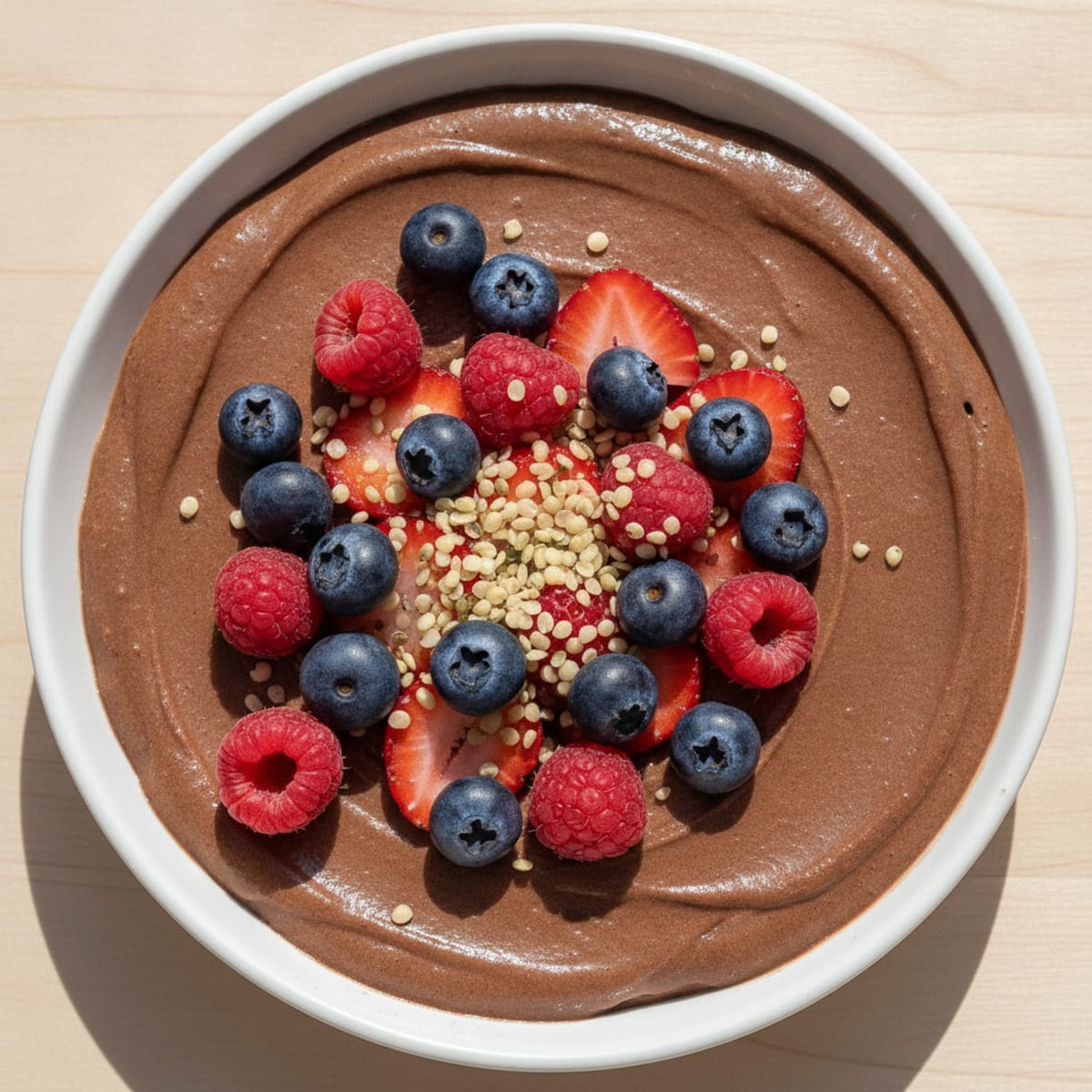 Silky Chocolate Protein Pudding with Mixed Berries