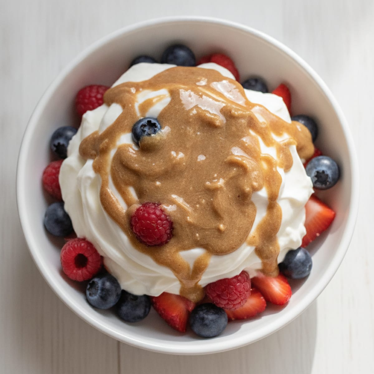 Greek Yogurt Protein Parfait with Mixed Berries and Almond Butter
