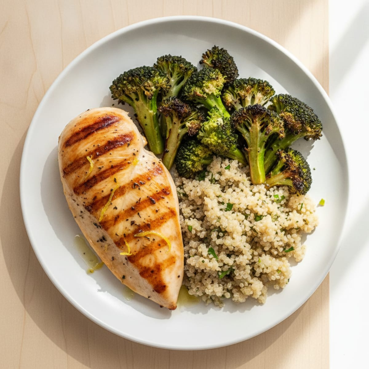 Grilled Chicken Breast with Roasted Broccoli and Quinoa