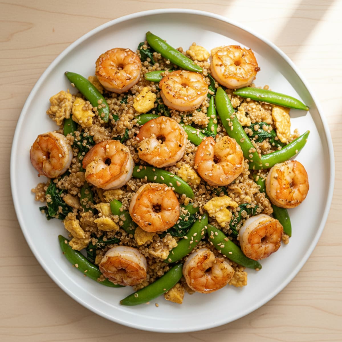 Garlic Shrimp Stir-Fry with Quinoa and Snap Peas