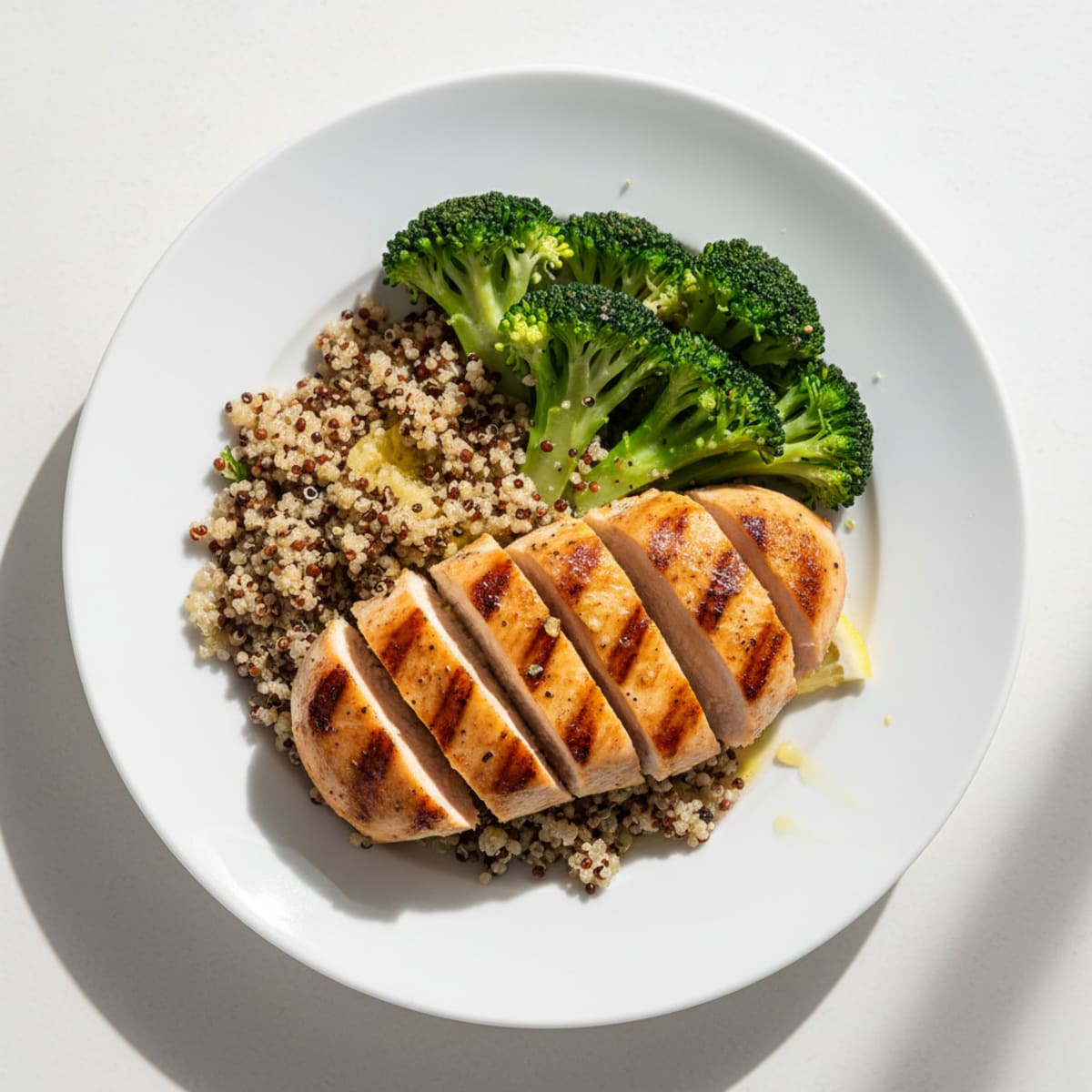 Grilled Chicken Breast with Quinoa and Steamed Broccoli