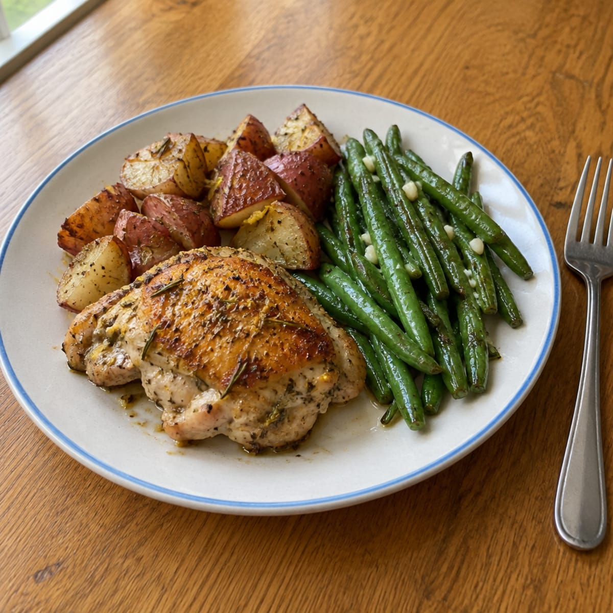 Lemon herb roasted chicken thighs