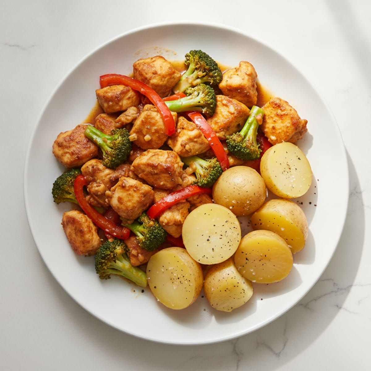 Chicken Stir-fry with Boiled Potatoes