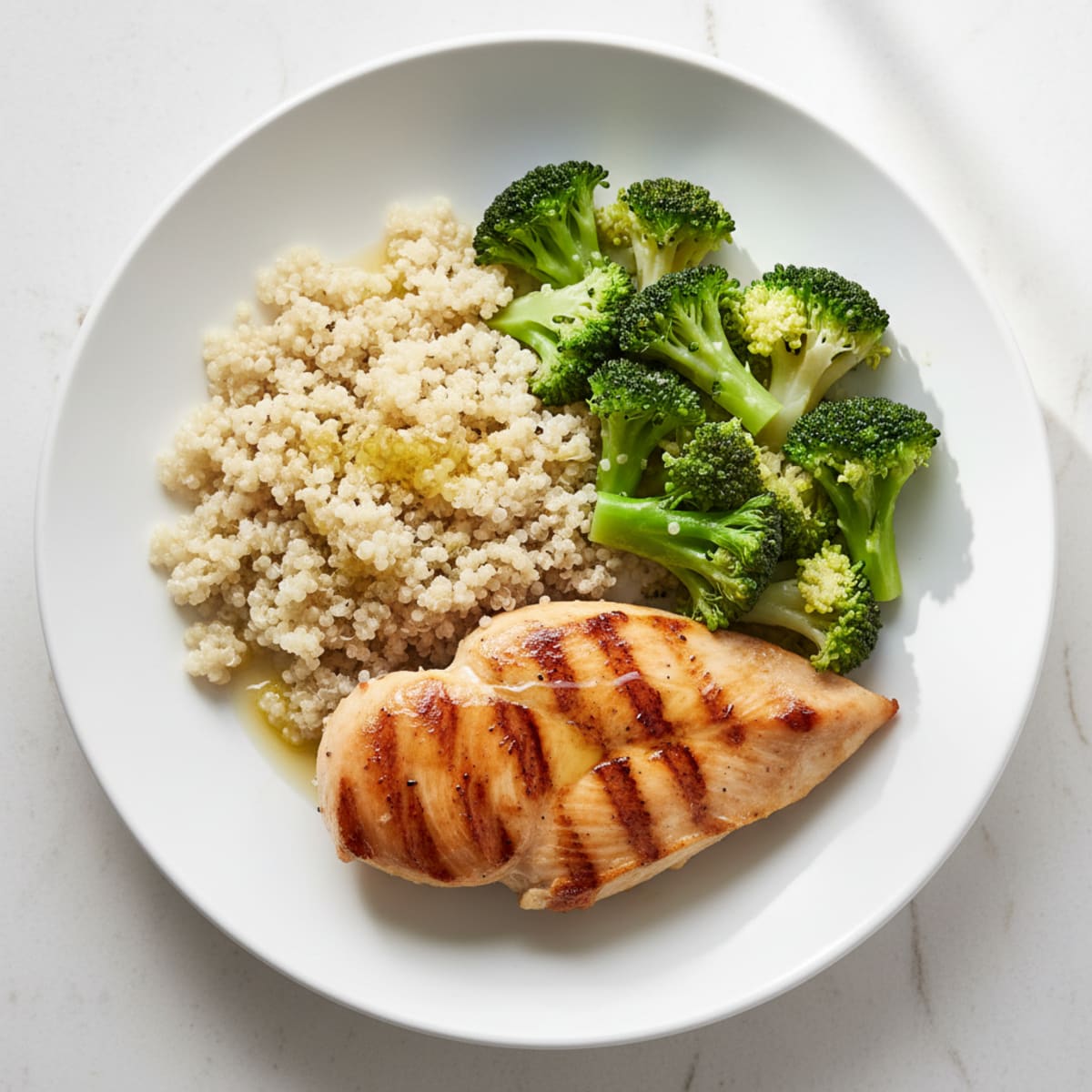 Grilled Chicken Breast with Quinoa and Steamed Broccoli