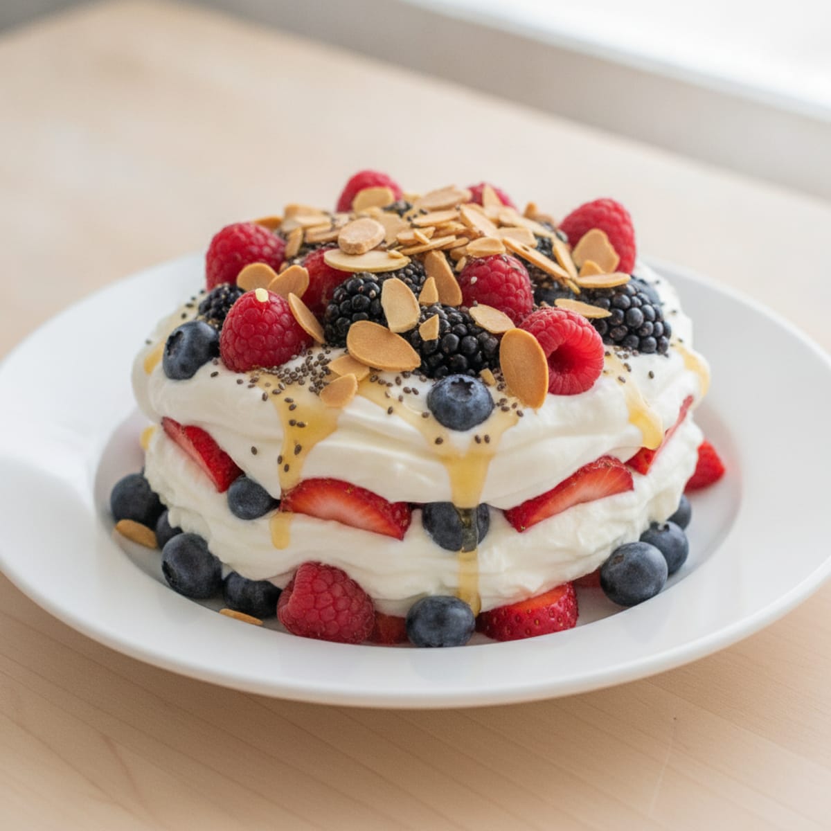Greek Yogurt Protein Parfait with Mixed Berries